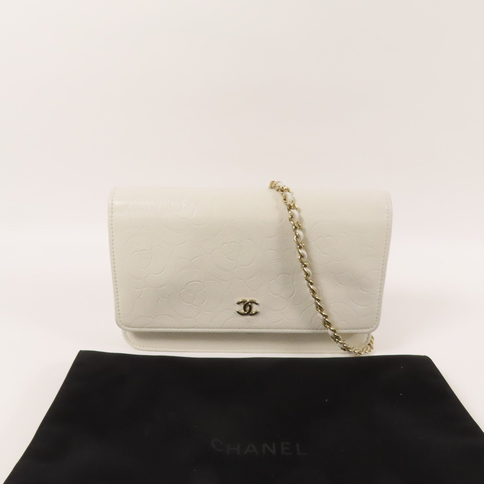CHANEL 【激減優惠】牛皮皮革WOC Wallet On Chain金扣鏈帶肩背袋