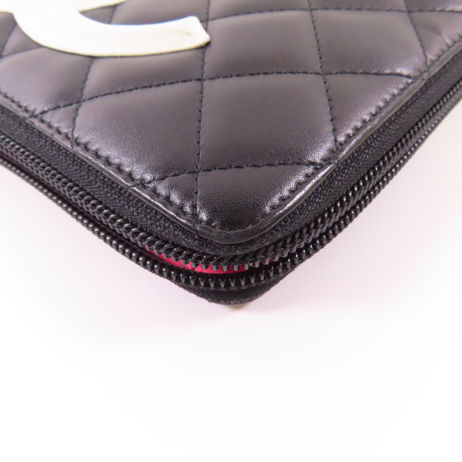 CHANEL 【激減優惠】牛皮皮革Cambon Zipper Wallet銀扣長錢包