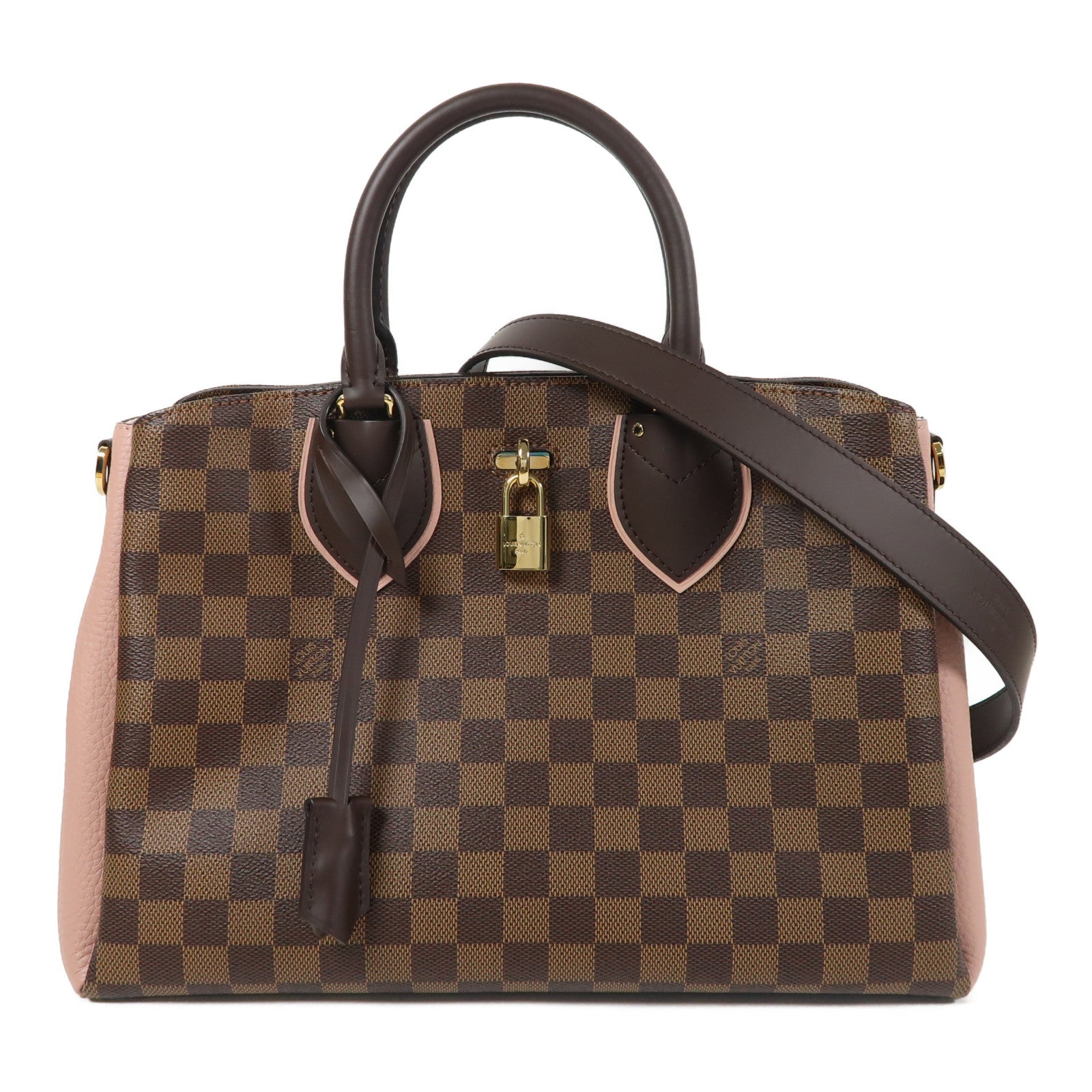 LOUIS VUITTON Damier Ebene Normandy金扣手挽肩背兩用袋啡色/粉紅色