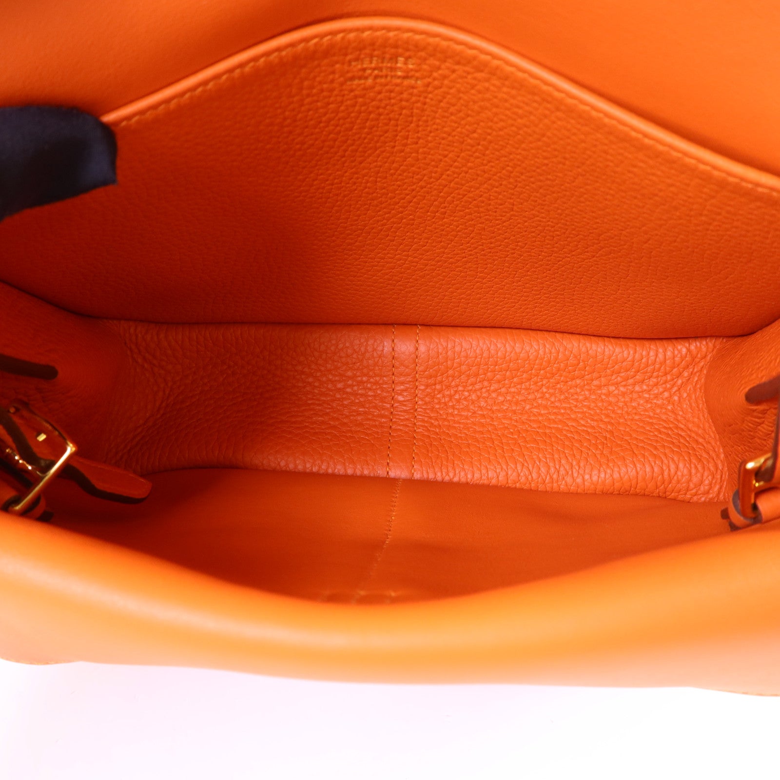 HERMES Clemence皮革Halzan 25金扣手挽肩背兩用袋Feu