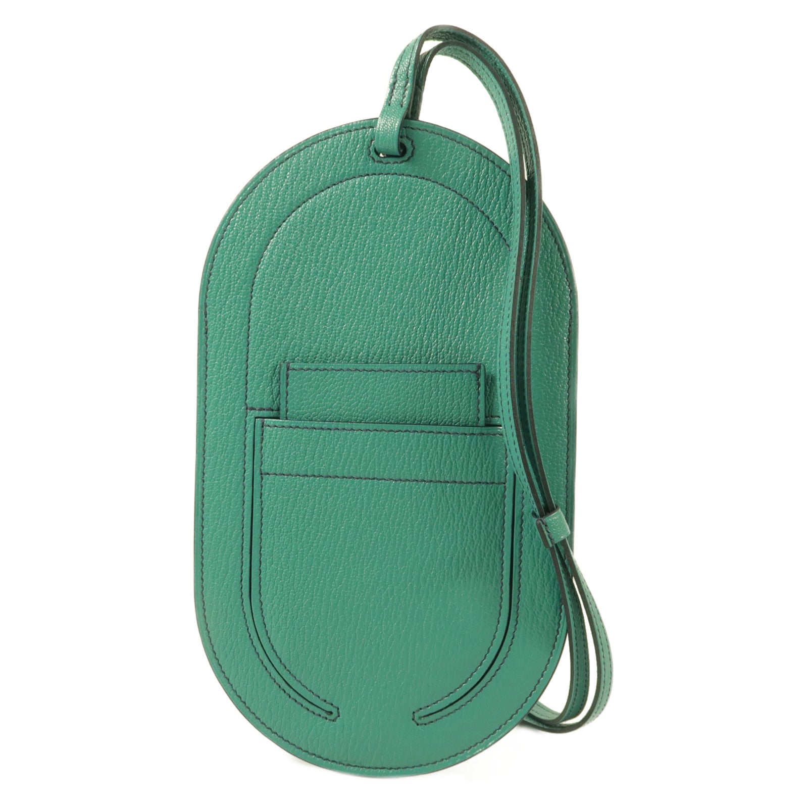HERMES Chevre皮革In The Loop To Go GM電話肩背袋Vert Verone