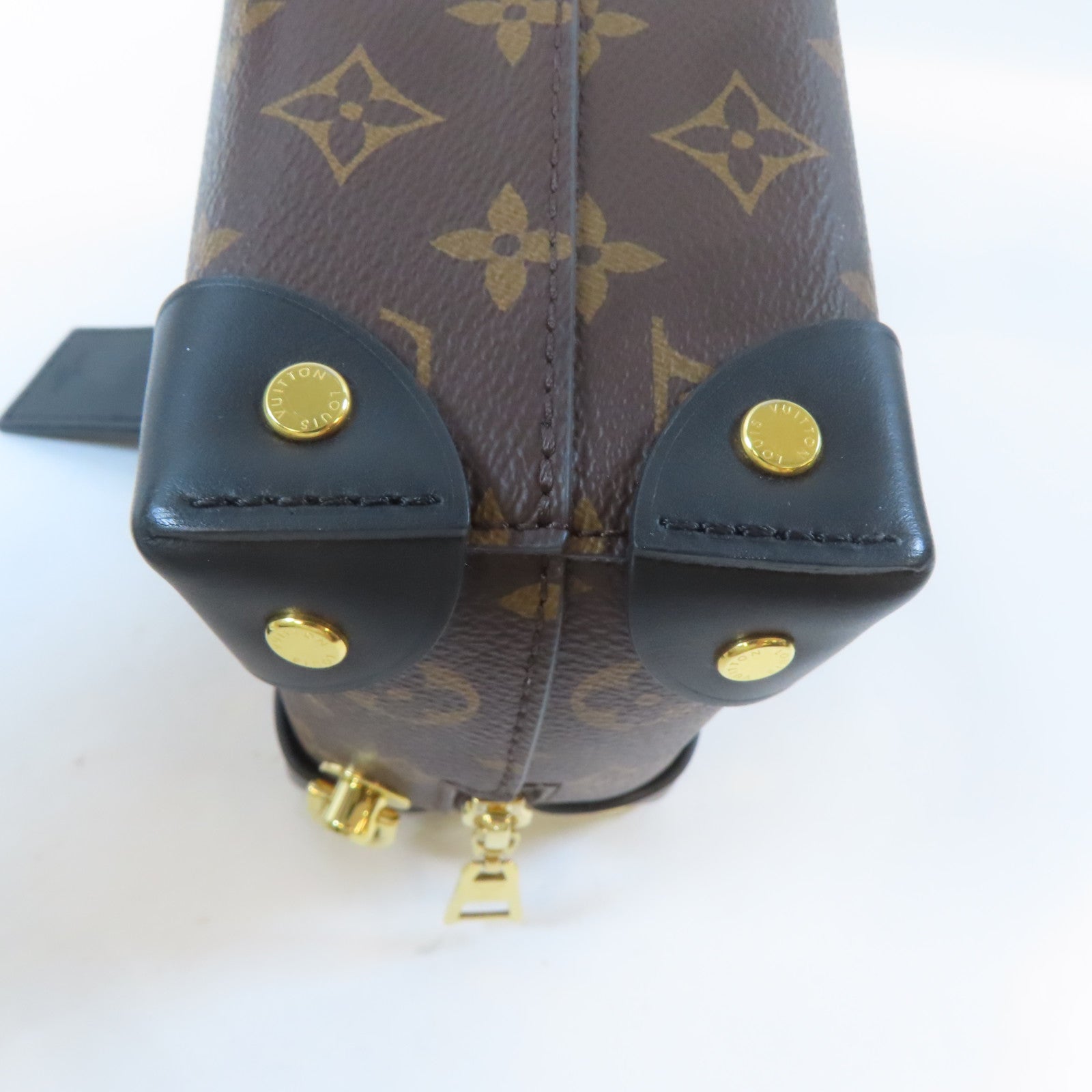 LOUIS VUITTON Monogram Petite Malle Souple金扣手挽肩背兩用袋棕色/黑色