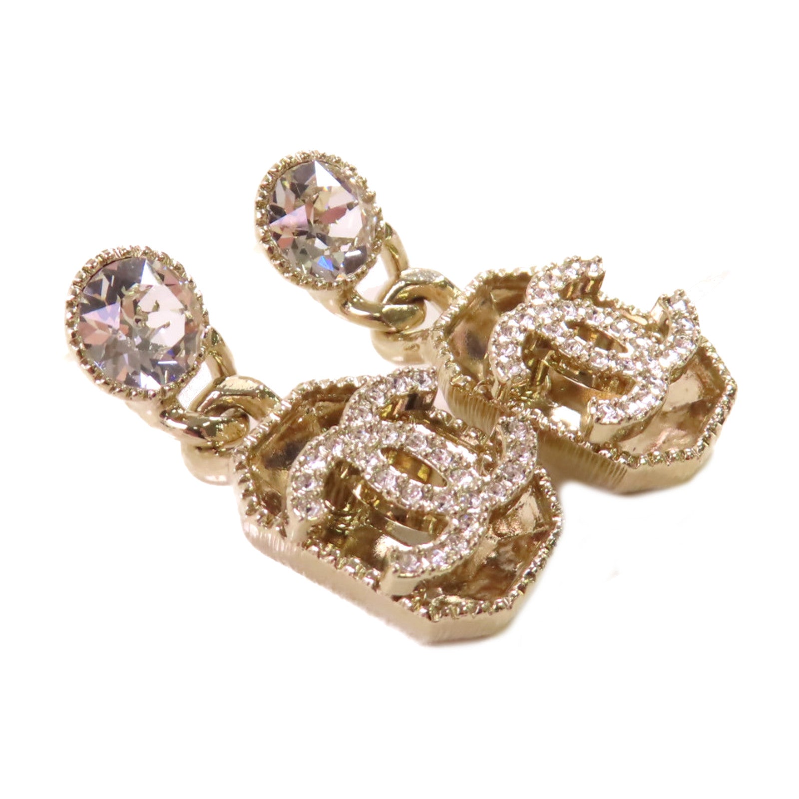 CHANEL 金屬/水鑽CC Earrings耳環