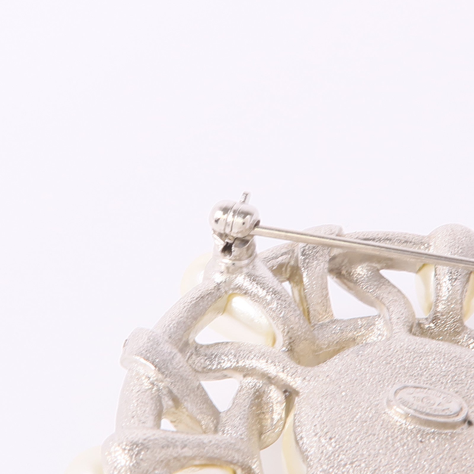 CHANEL CC Brooch Accessories Metal PVC Silver White