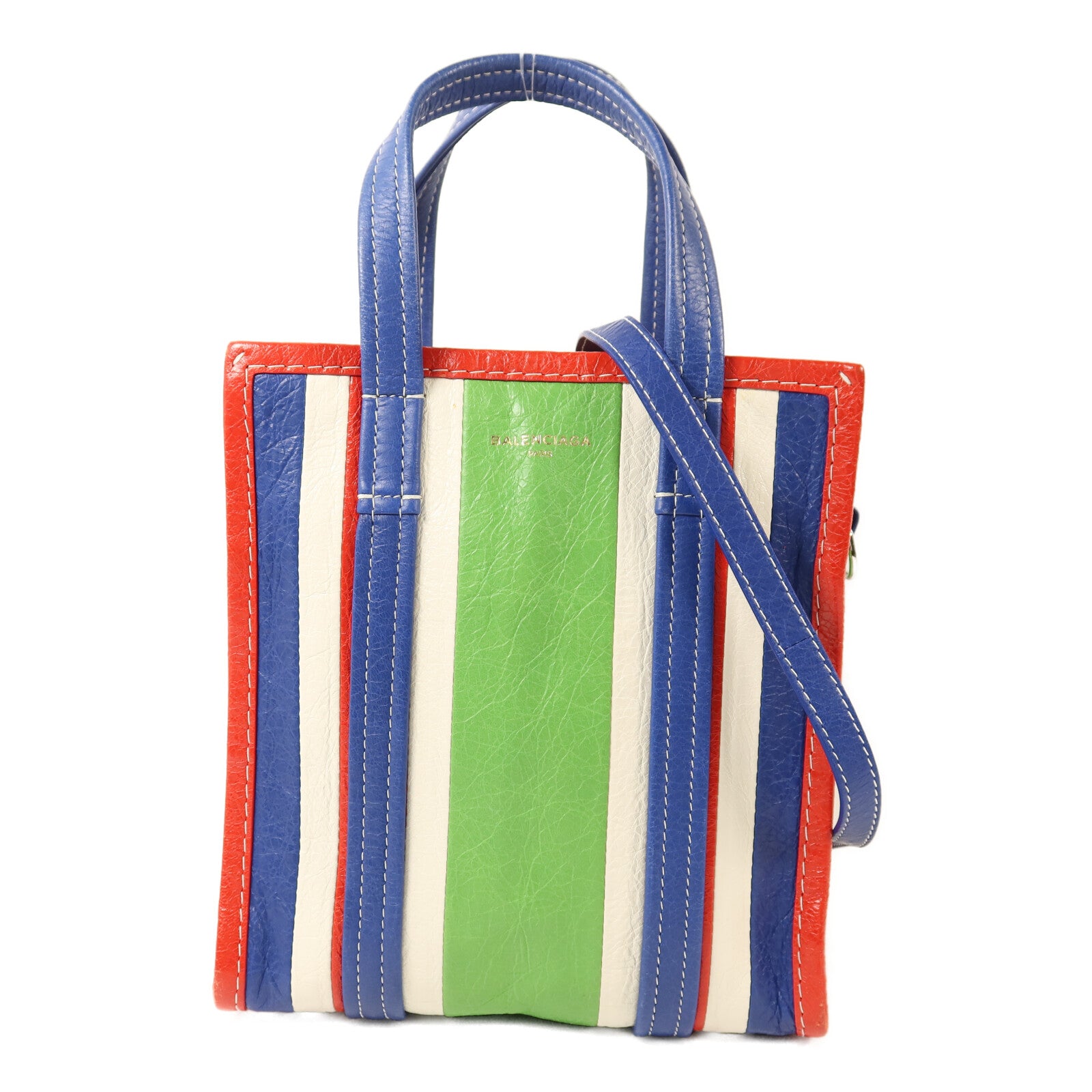 BALENCIAGA 牛皮皮革Bazar Bag銀扣手挽肩背兩用袋