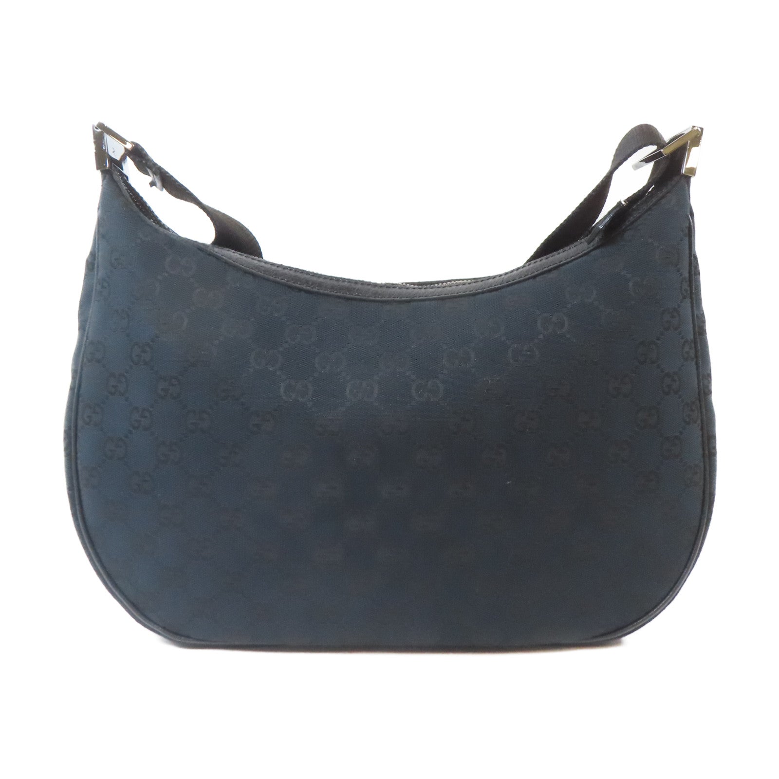 GUCCI 帆布Shoulder Bag銀扣肩背袋深藍色