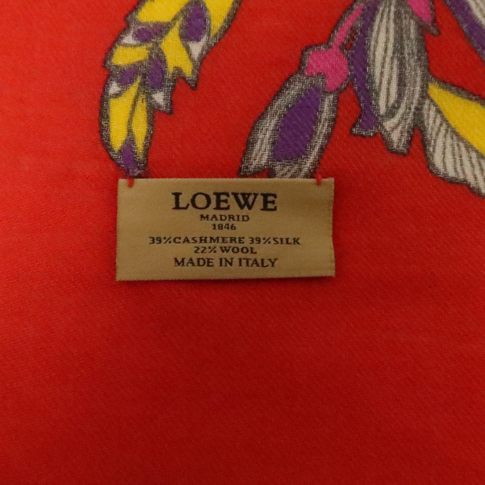 LOEWE 羊絨/絲質/羊毛Scarf 45X190cm絲巾