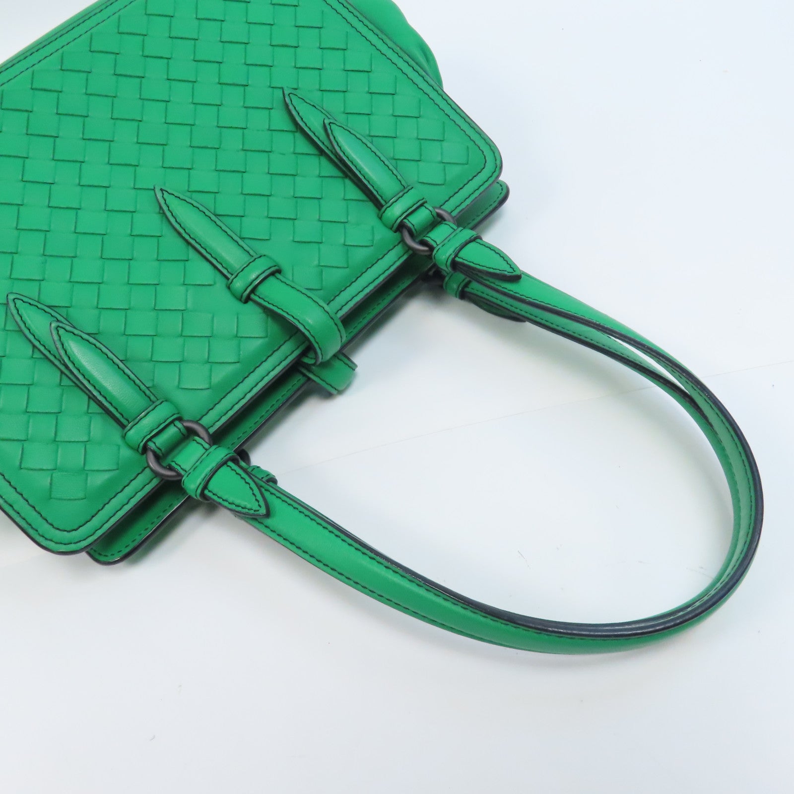 BOTTEGA VENETA 【激減優惠】織紋羊皮皮革Shoulder Bag肩背袋綠色