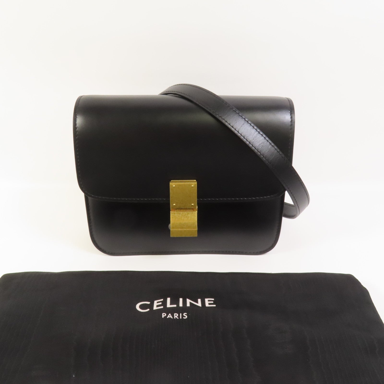CELINE 【激減優惠】牛皮皮革Mini Classic Box金扣肩背袋