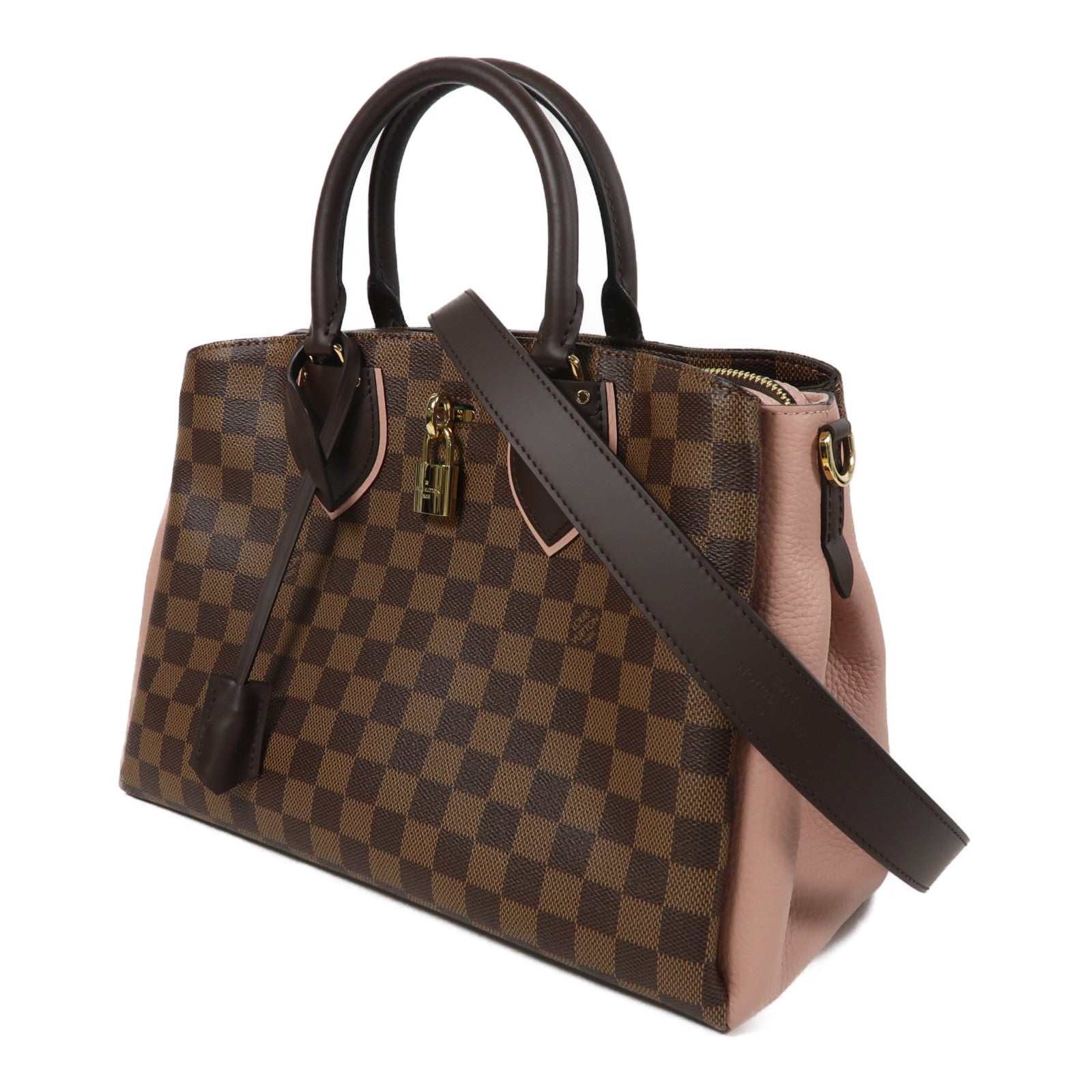 LOUIS VUITTON Damier Ebene Normandy金扣手挽肩背兩用袋啡色/粉紅色