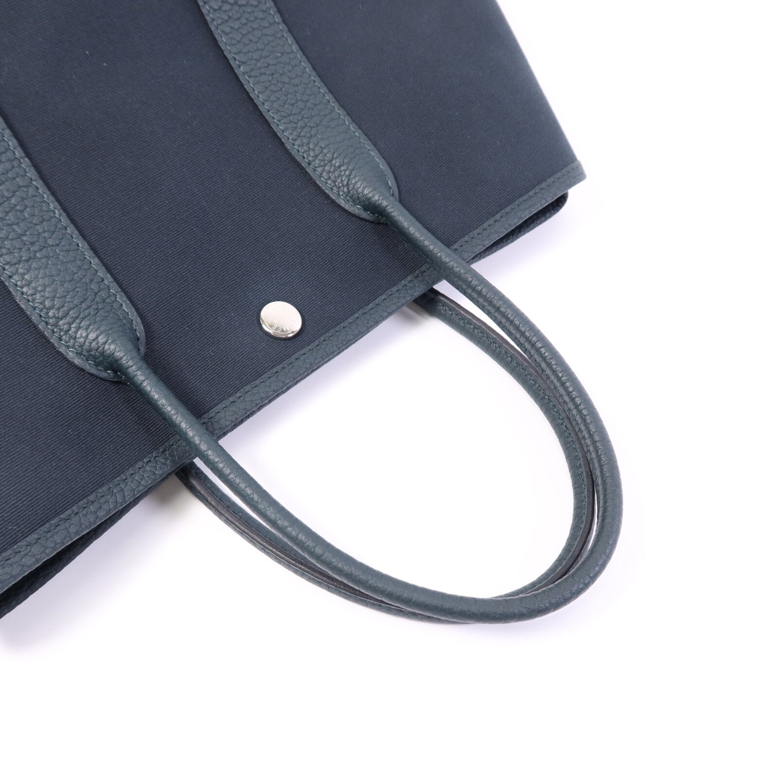 HERMES 帆布Garden Party TPM銀扣手挽袋Vert Cypres/Vert Olive
