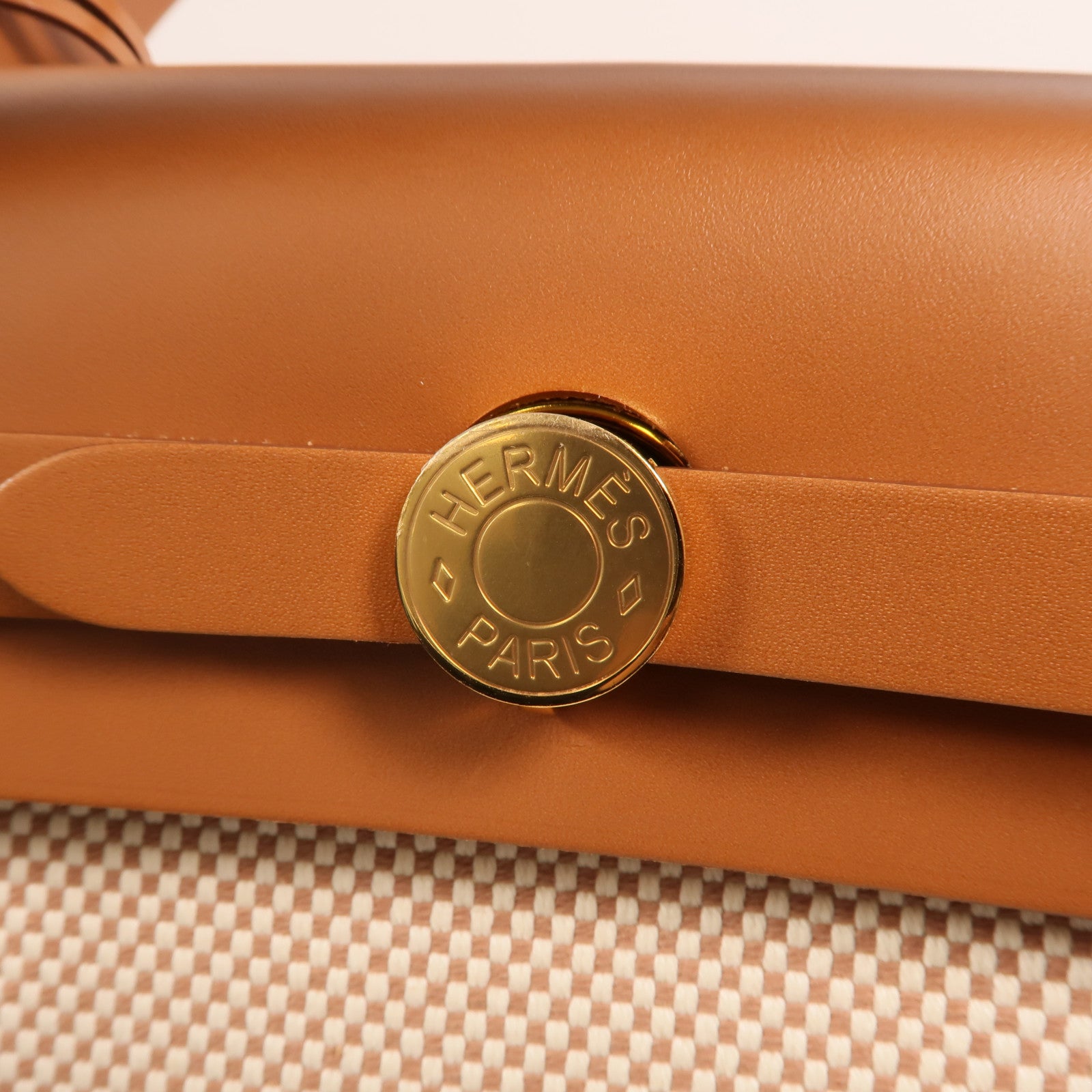 HERMES 帆布Herbag PM金扣手挽肩背兩用袋