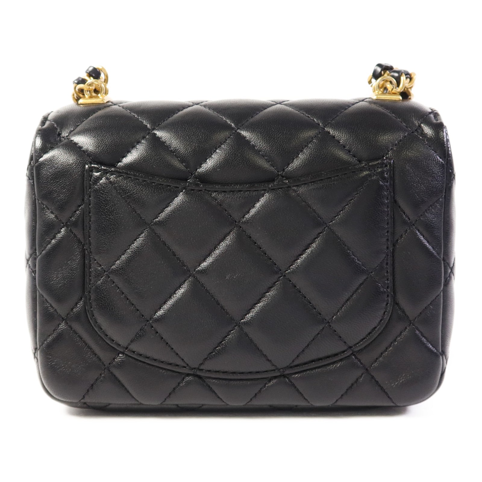 CHANEL 羊皮皮革Mini Flap Bag金扣鏈帶肩背袋