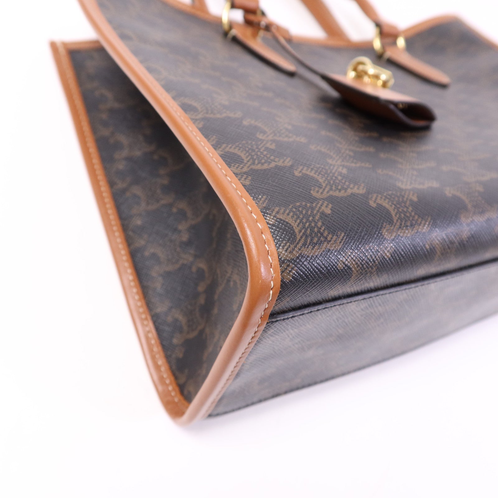 CELINE 塗層帆布Mini horizontal Cabas金扣手挽肩背兩用袋
