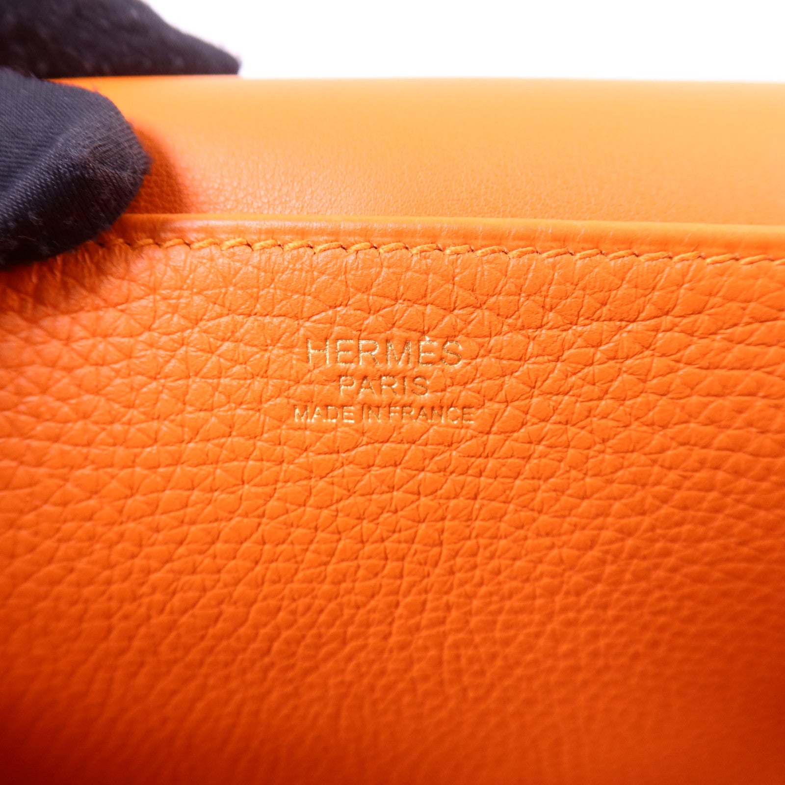HERMES Clemence皮革Halzan 25金扣手挽肩背兩用袋Feu