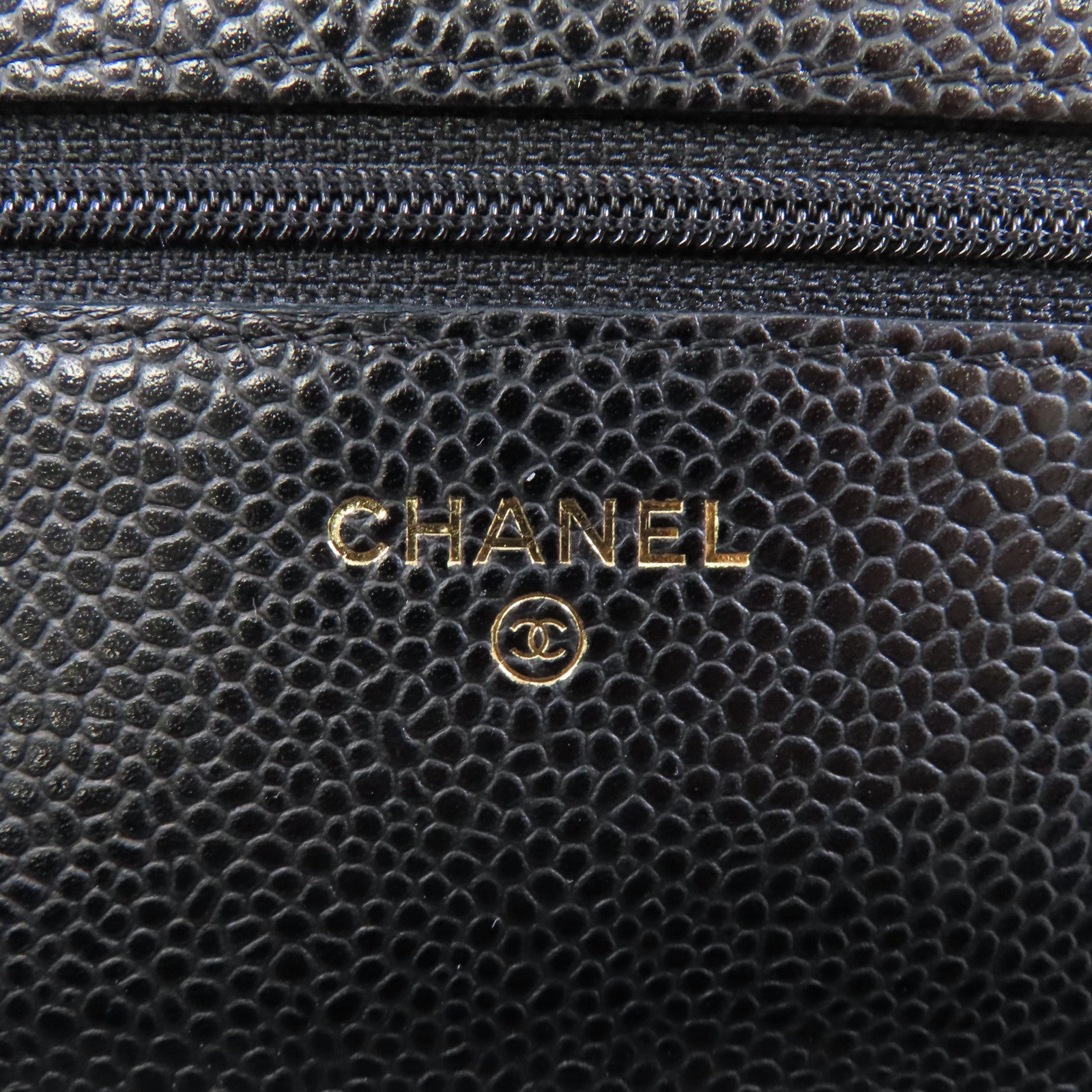 CHANEL 菱格牛皮皮革Wallet On Chain金扣鏈帶肩背袋黑色