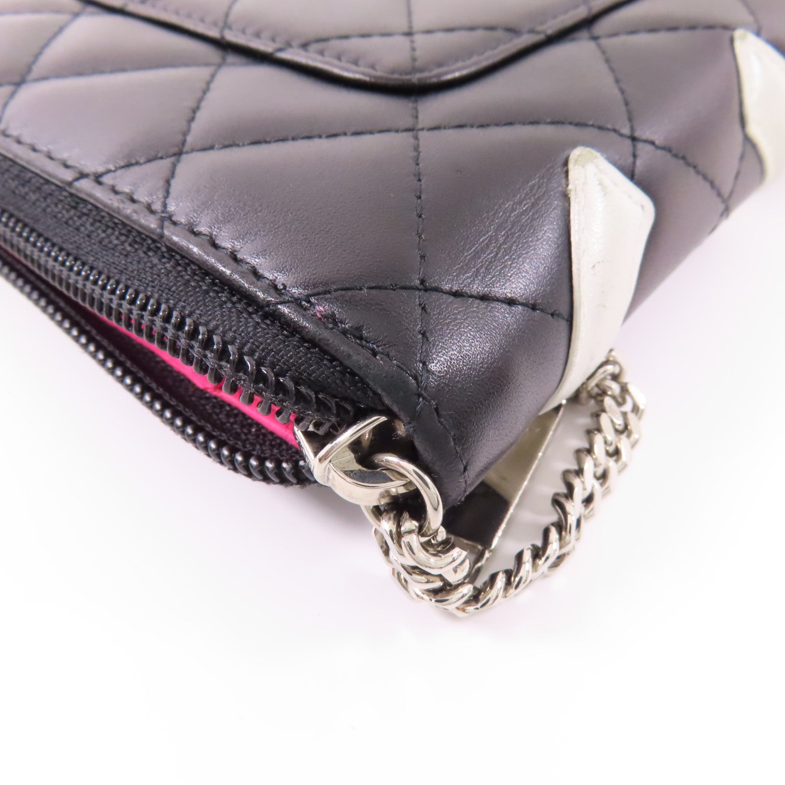 CHANEL 牛皮皮革Cambon Zipper Wallet銀扣長錢包