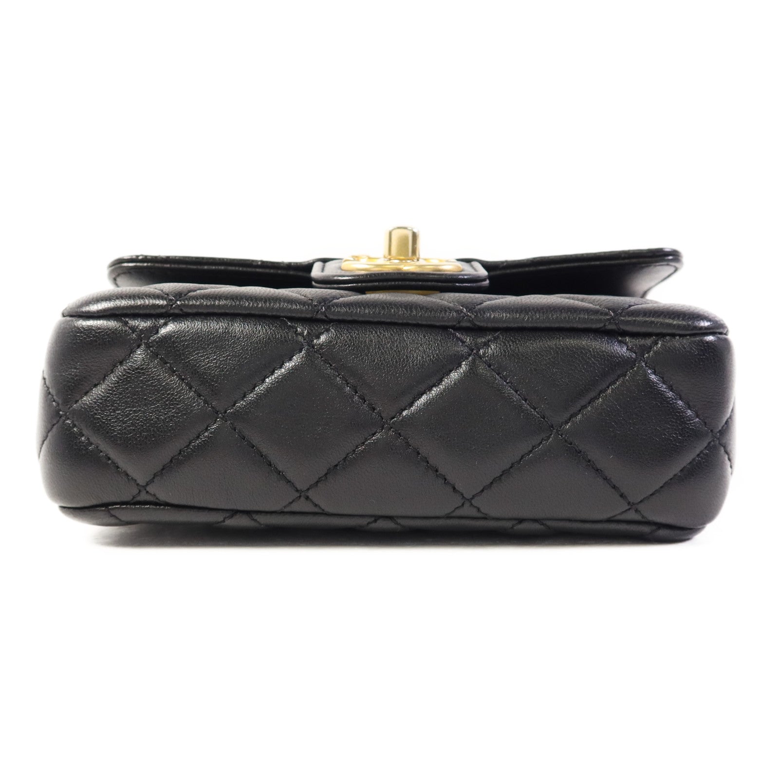 CHANEL 羊皮皮革Mini Flap Bag金扣鏈帶肩背袋