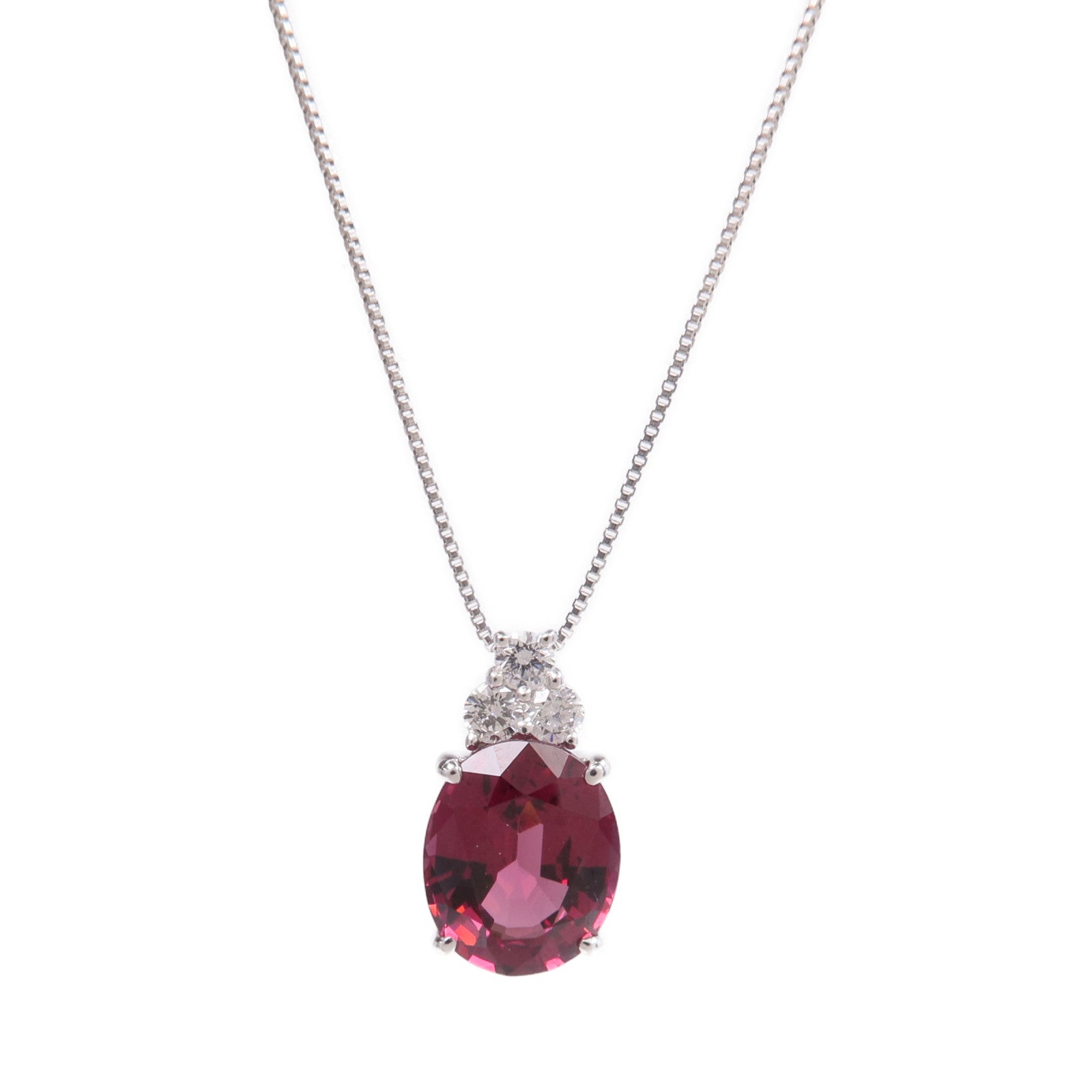 JEWELRY PT900/PT850鉑金Red Garnet Diamond Necklace紅石榴石/鑽石項鍊