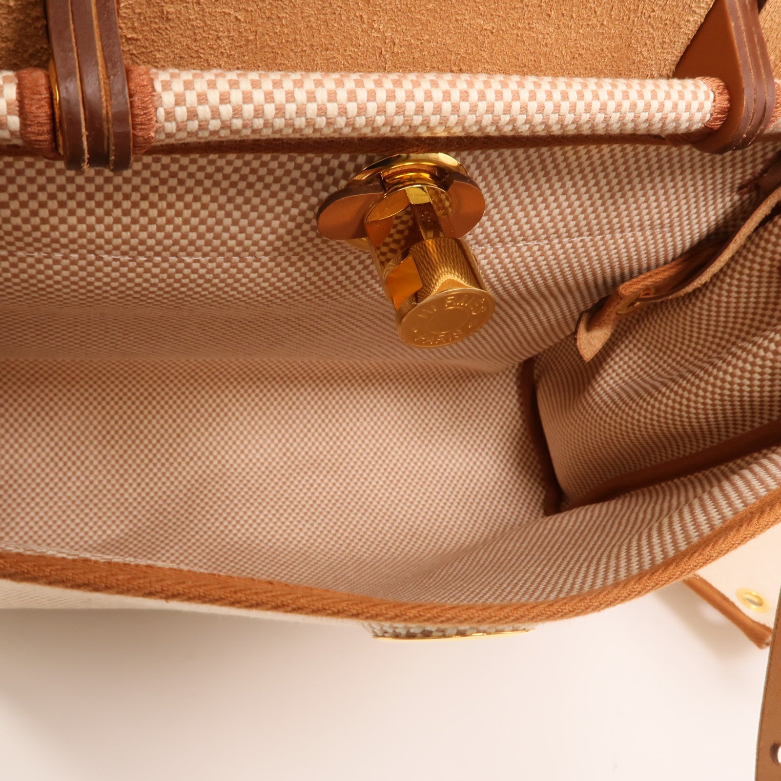 HERMES 帆布Herbag PM金扣手挽肩背兩用袋