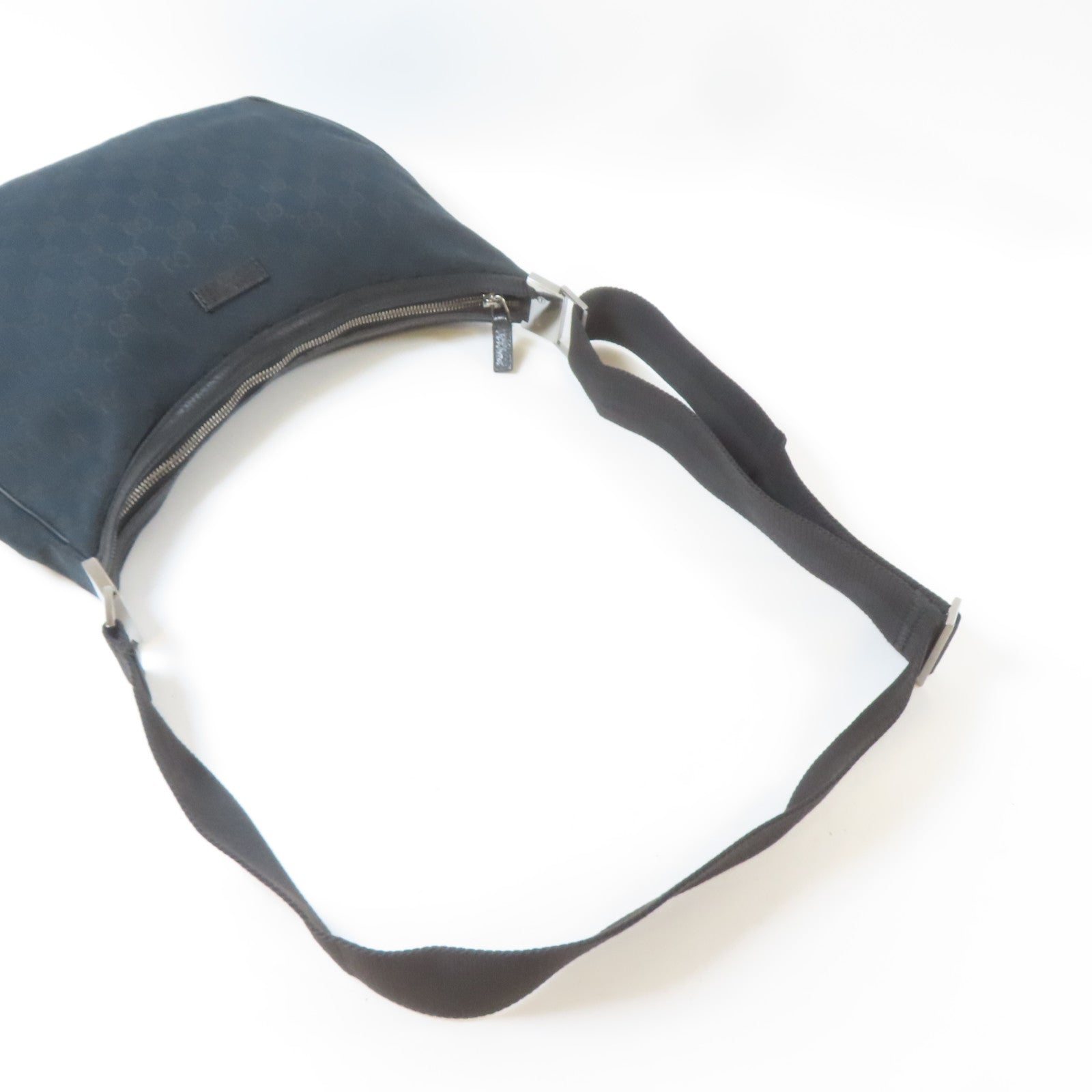 GUCCI 帆布Shoulder Bag銀扣肩背袋深藍色