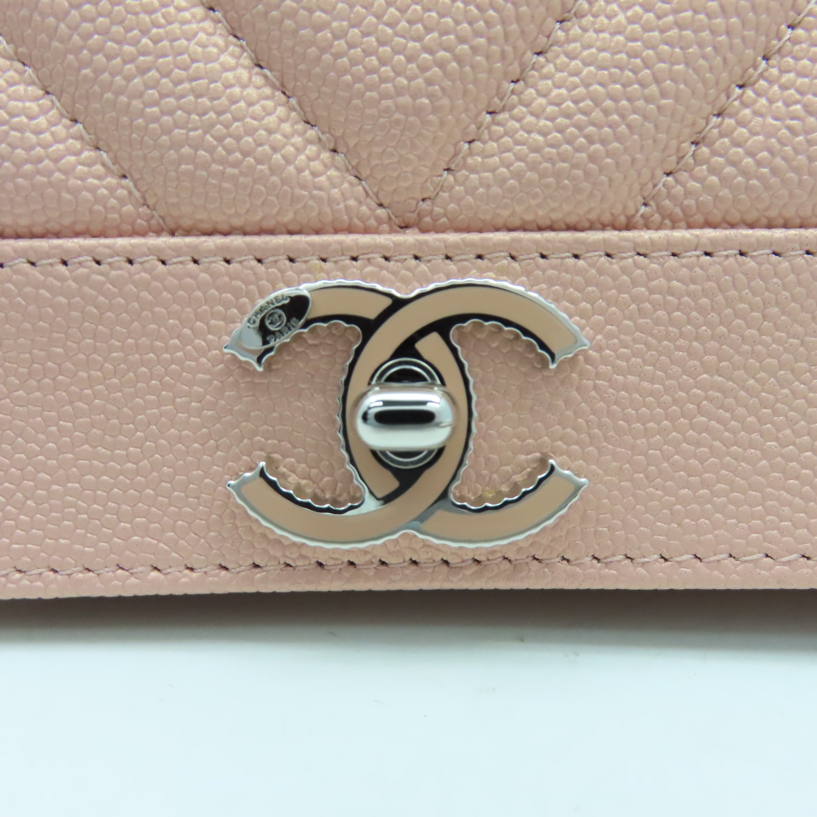 CHANEL 【激減優惠】斜紋牛皮皮革Boy Wallet On Chain銀扣鏈帶肩背袋粉紅色