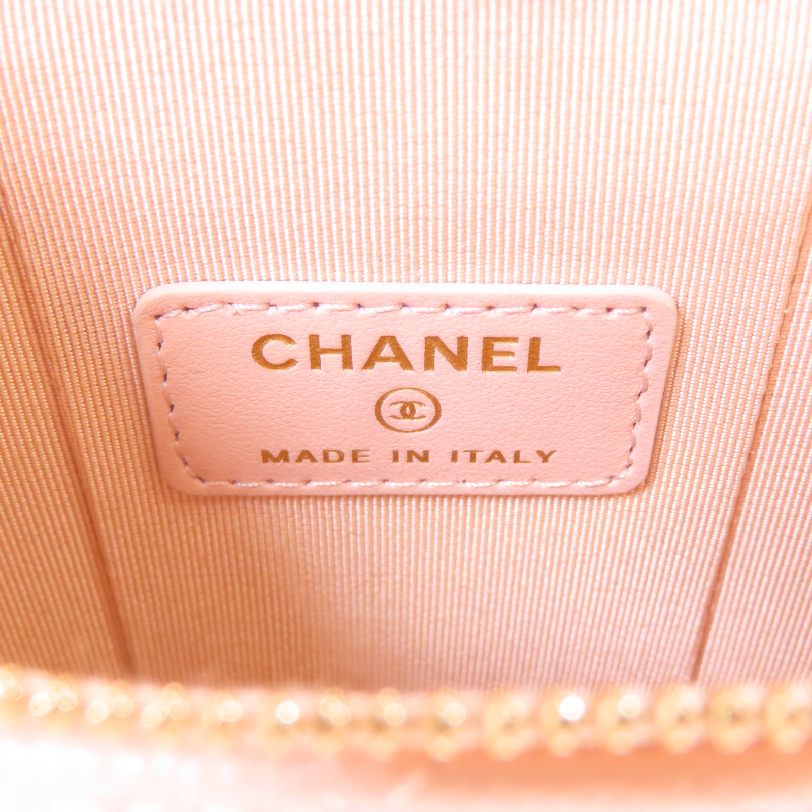 CHANEL 牛皮皮革Vanity Case金扣鏈帶肩背袋粉紅色