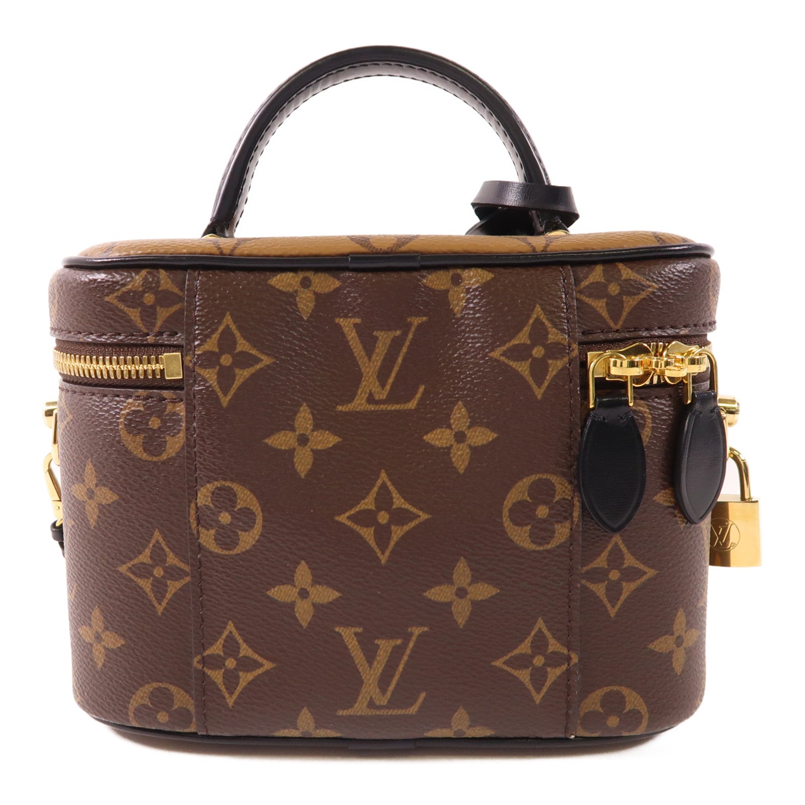 LOUIS VUITTON Monogram Reverse Vanity PM金扣手挽肩背兩用袋棕色