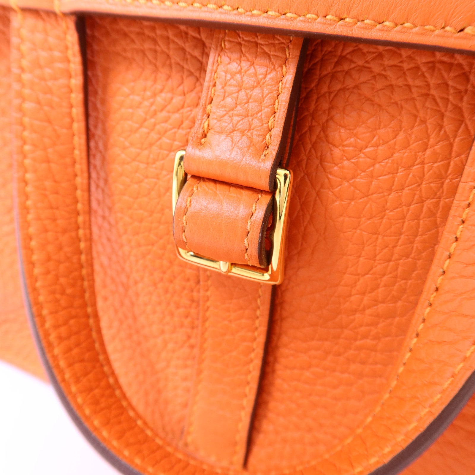 HERMES Clemence皮革Halzan 25金扣手挽肩背兩用袋Feu