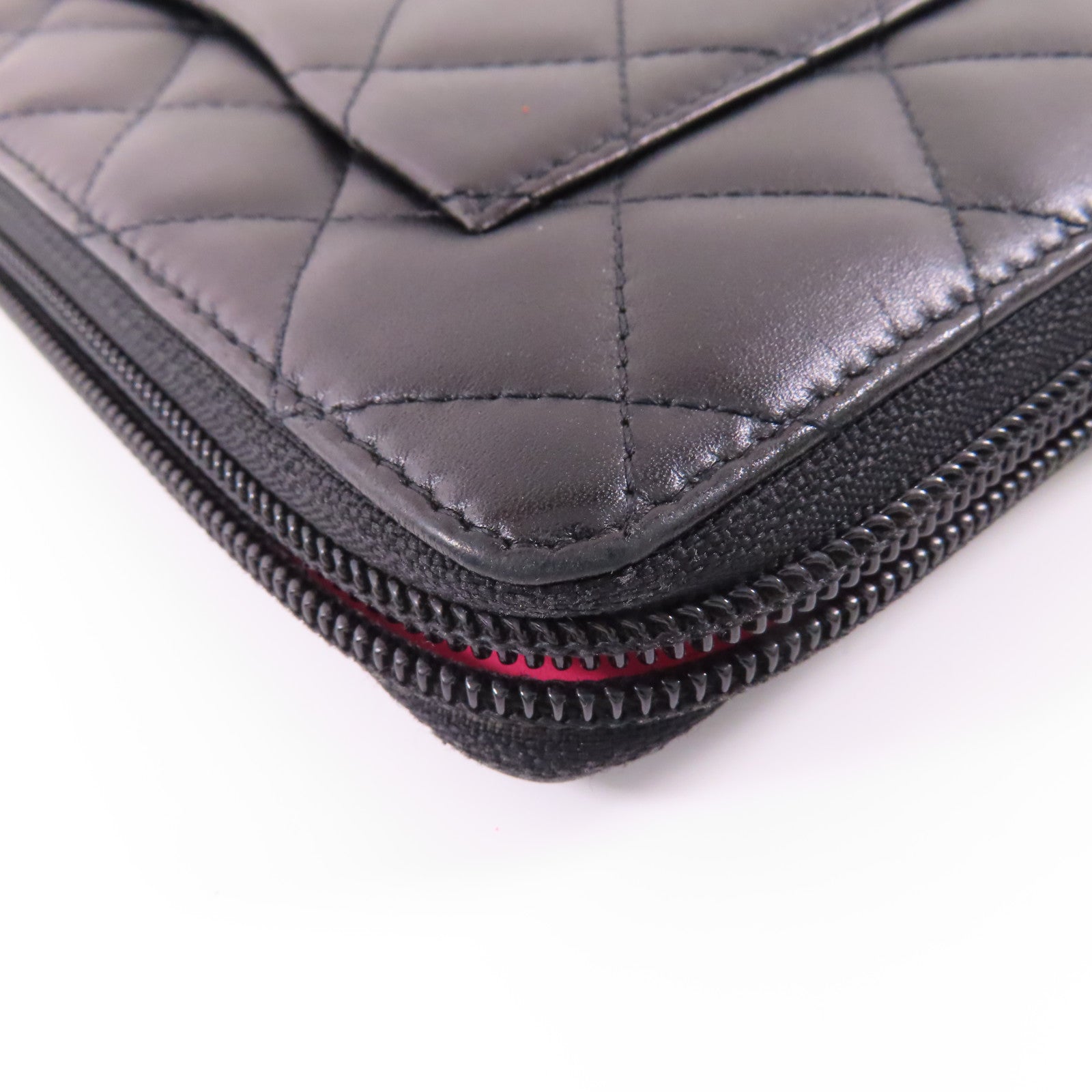 CHANEL 牛皮皮革Cambon Zipper Wallet銀扣長錢包