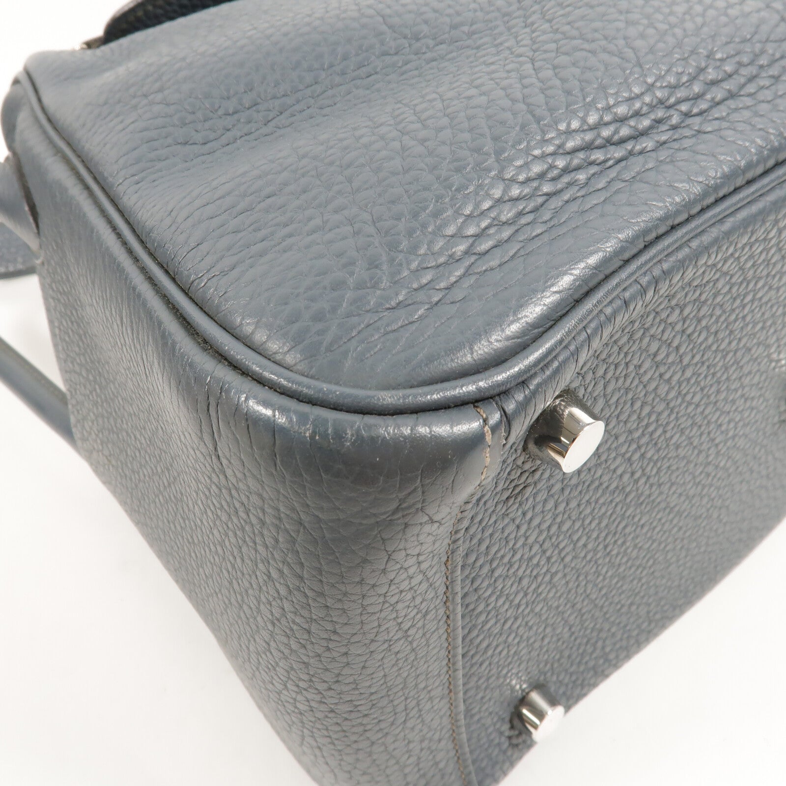 HERMES Clemence皮革Lindy 26手挽肩背兩用袋Bleu Orage