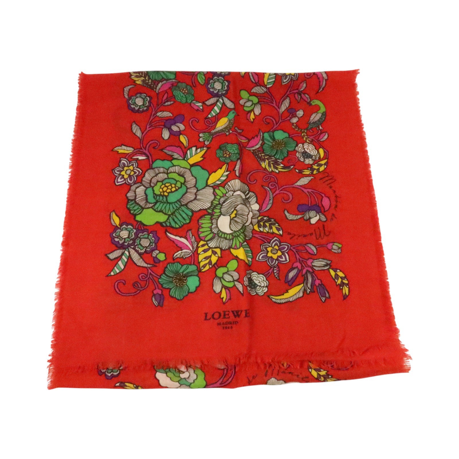 LOEWE 羊絨/絲質/羊毛Scarf 45X190cm絲巾