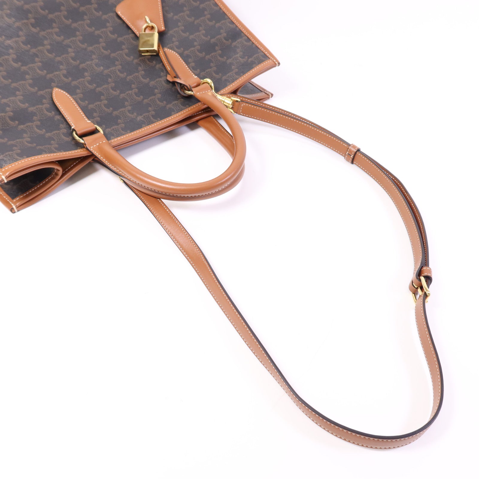 CELINE 塗層帆布Mini horizontal Cabas金扣手挽肩背兩用袋