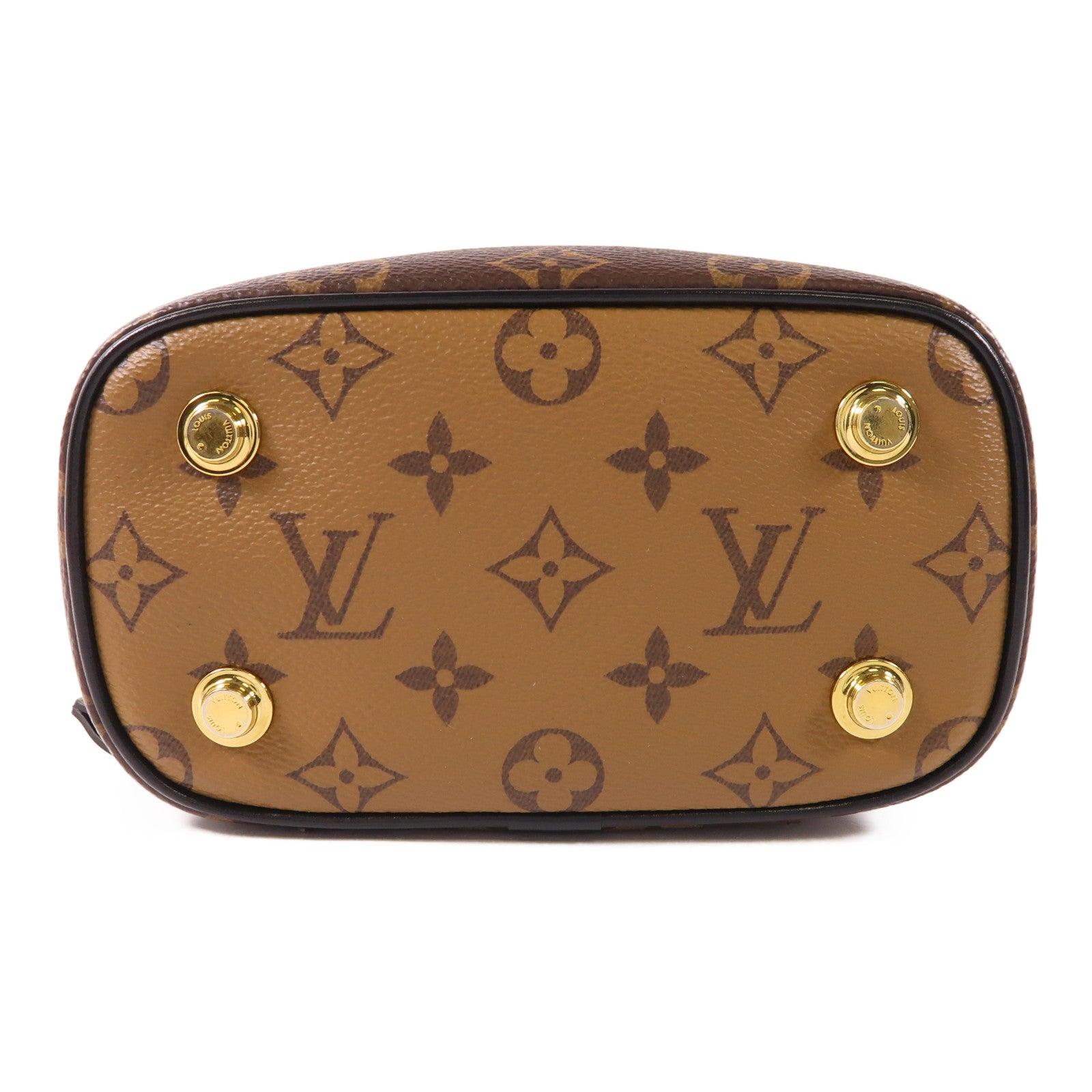 LOUIS VUITTON Monogram Reverse Vanity PM金扣手挽肩背兩用袋棕色