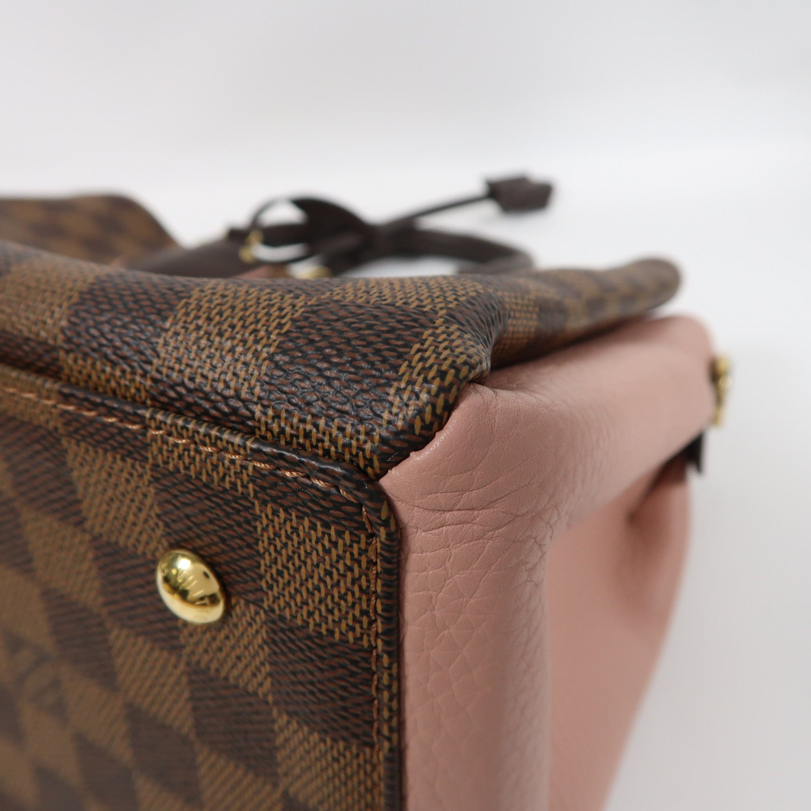LOUIS VUITTON Damier Ebene Normandy金扣手挽肩背兩用袋啡色/粉紅色