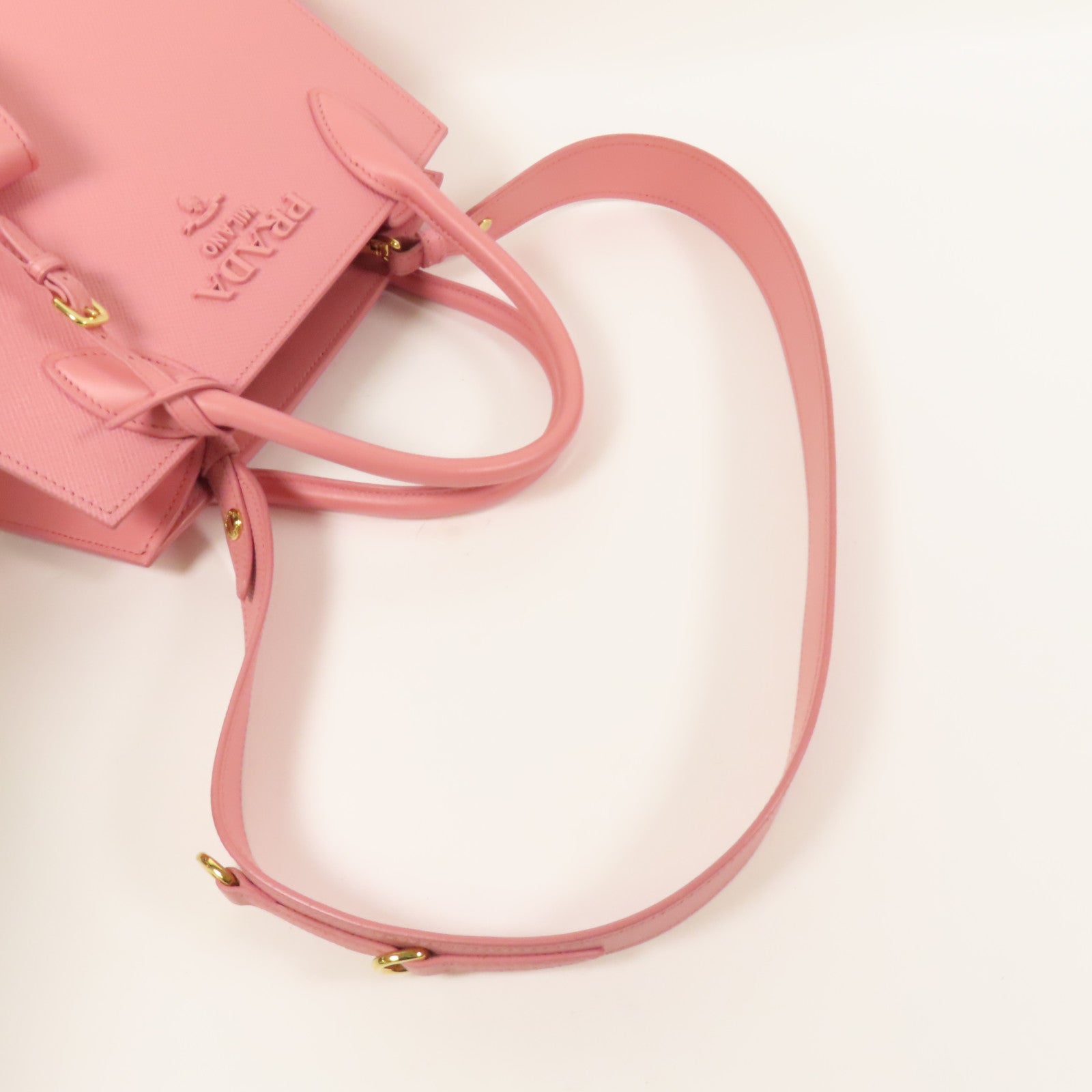 PRADA Saffiano皮革Shoulder Bag金扣手挽肩背兩用袋