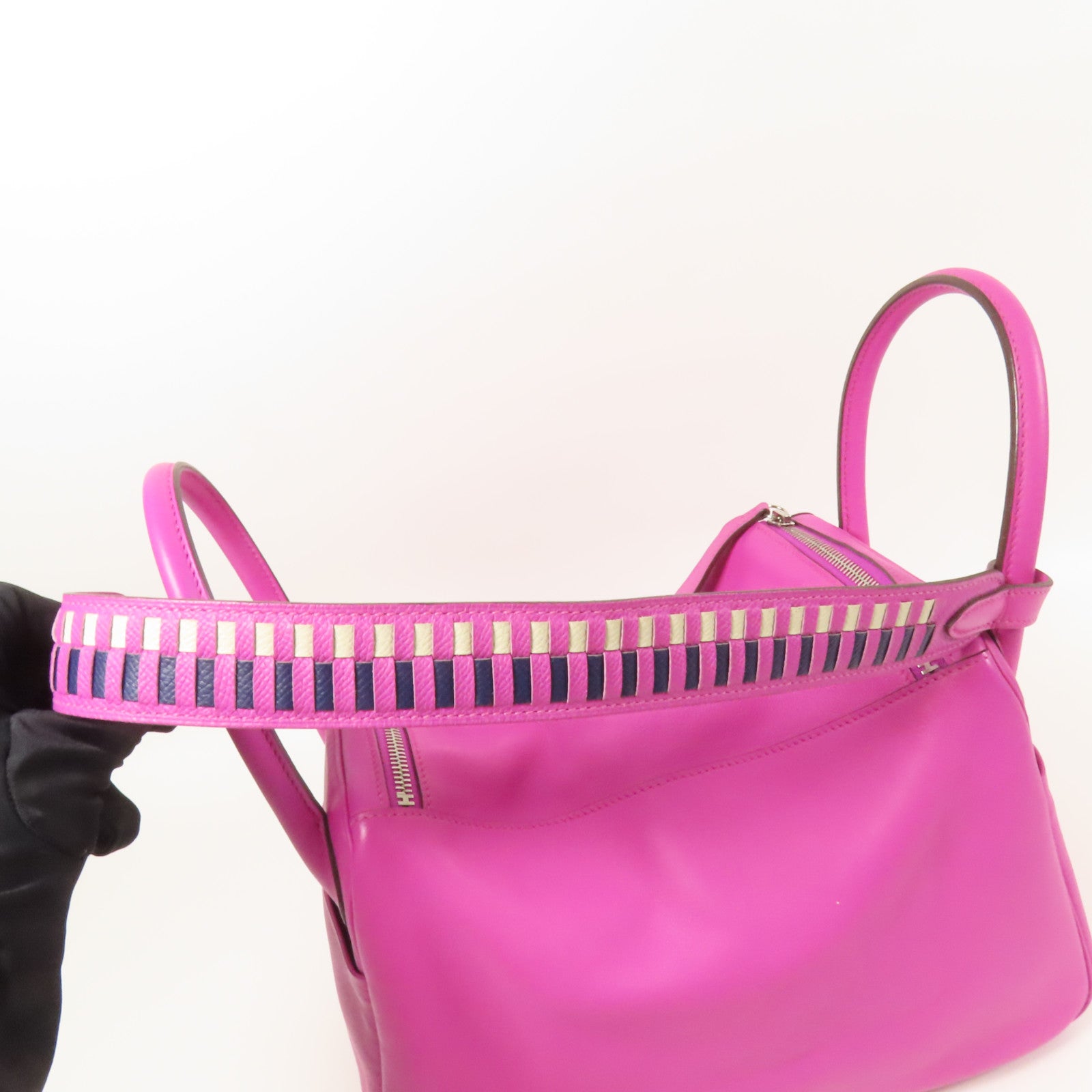 HERMES Swift/Epsom皮革Lindy 30銀扣手挽肩背兩用袋Magnolia