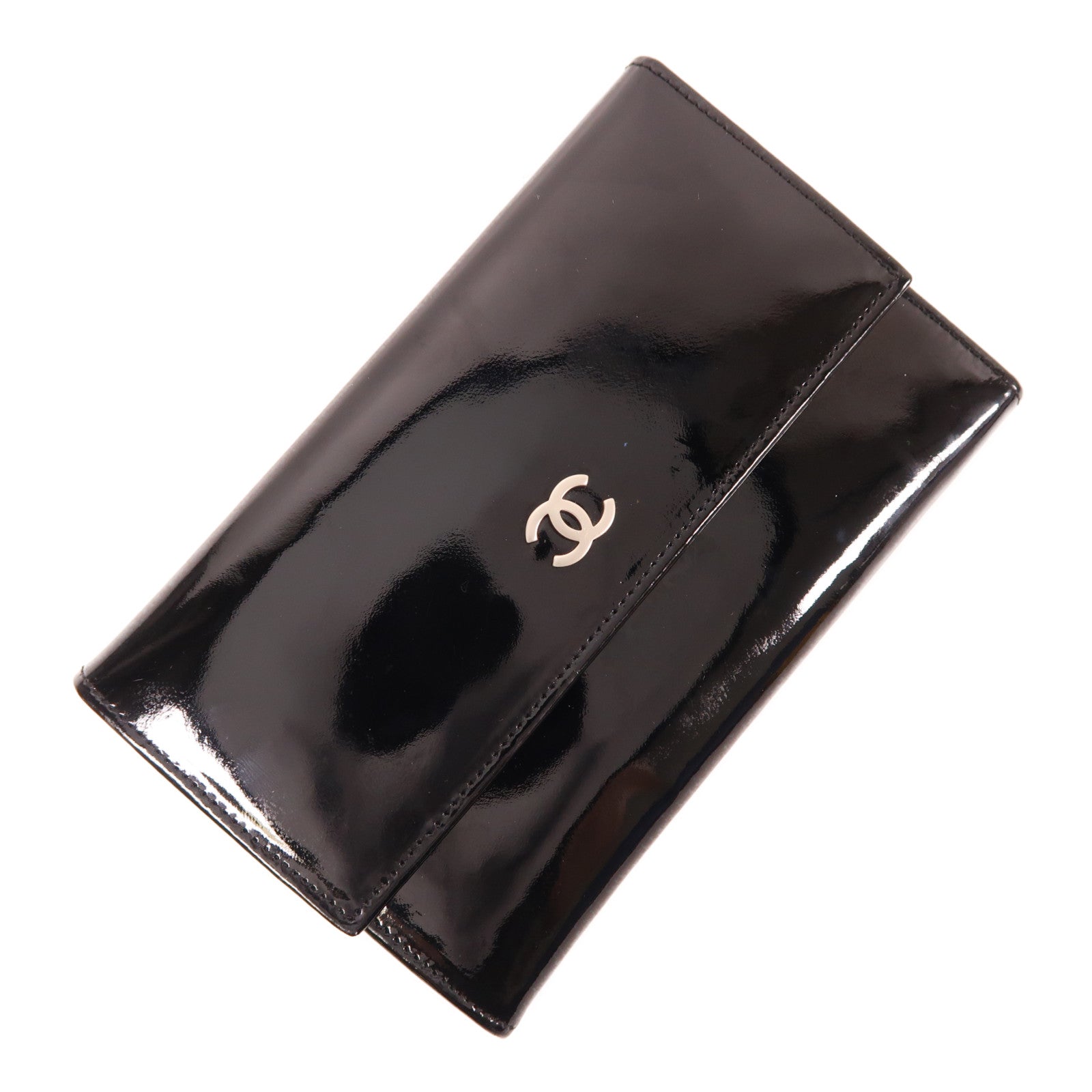CHANEL 漆皮皮革Wallet銀扣錢包