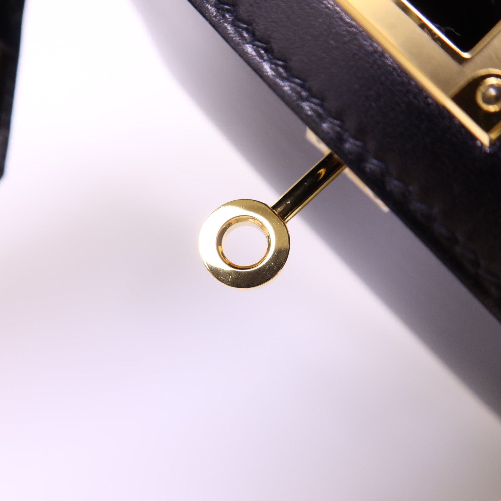 HERMES Box Calf皮革Mini Kelly金扣手挽肩背兩用袋Noir