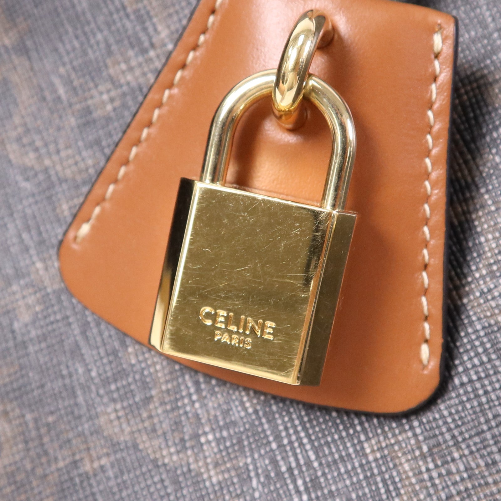 CELINE 塗層帆布Mini horizontal Cabas金扣手挽肩背兩用袋