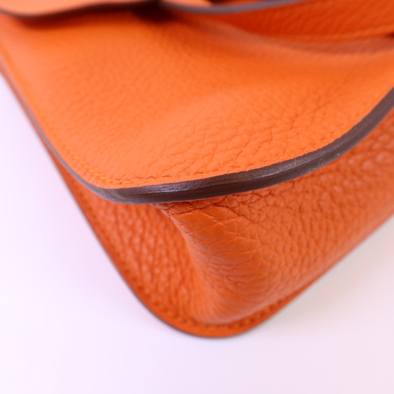 HERMES Clemence皮革Halzan 25金扣手挽肩背兩用袋Feu