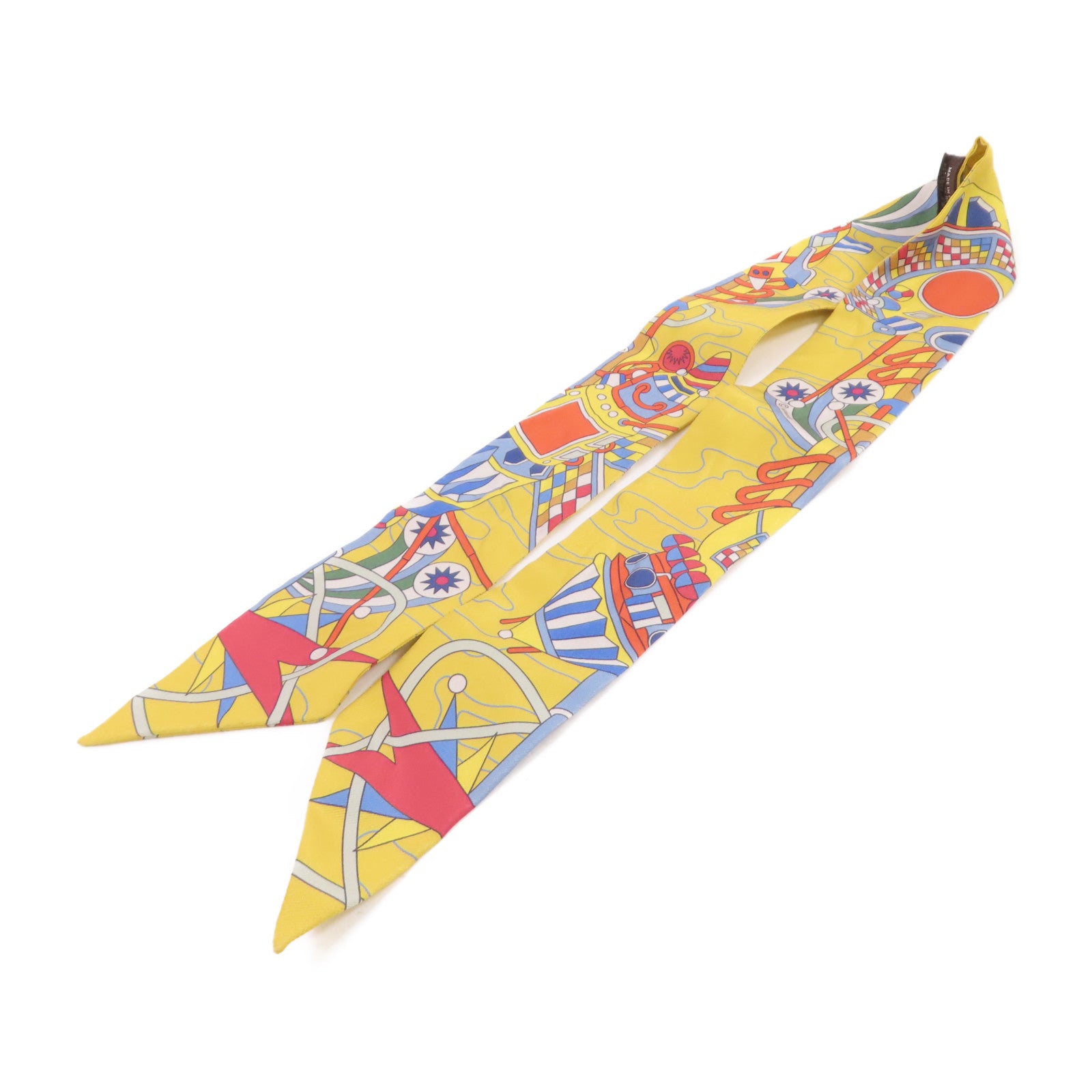 HERMES 絲質Twilly Scarf絲巾黃色/藍色/彩色