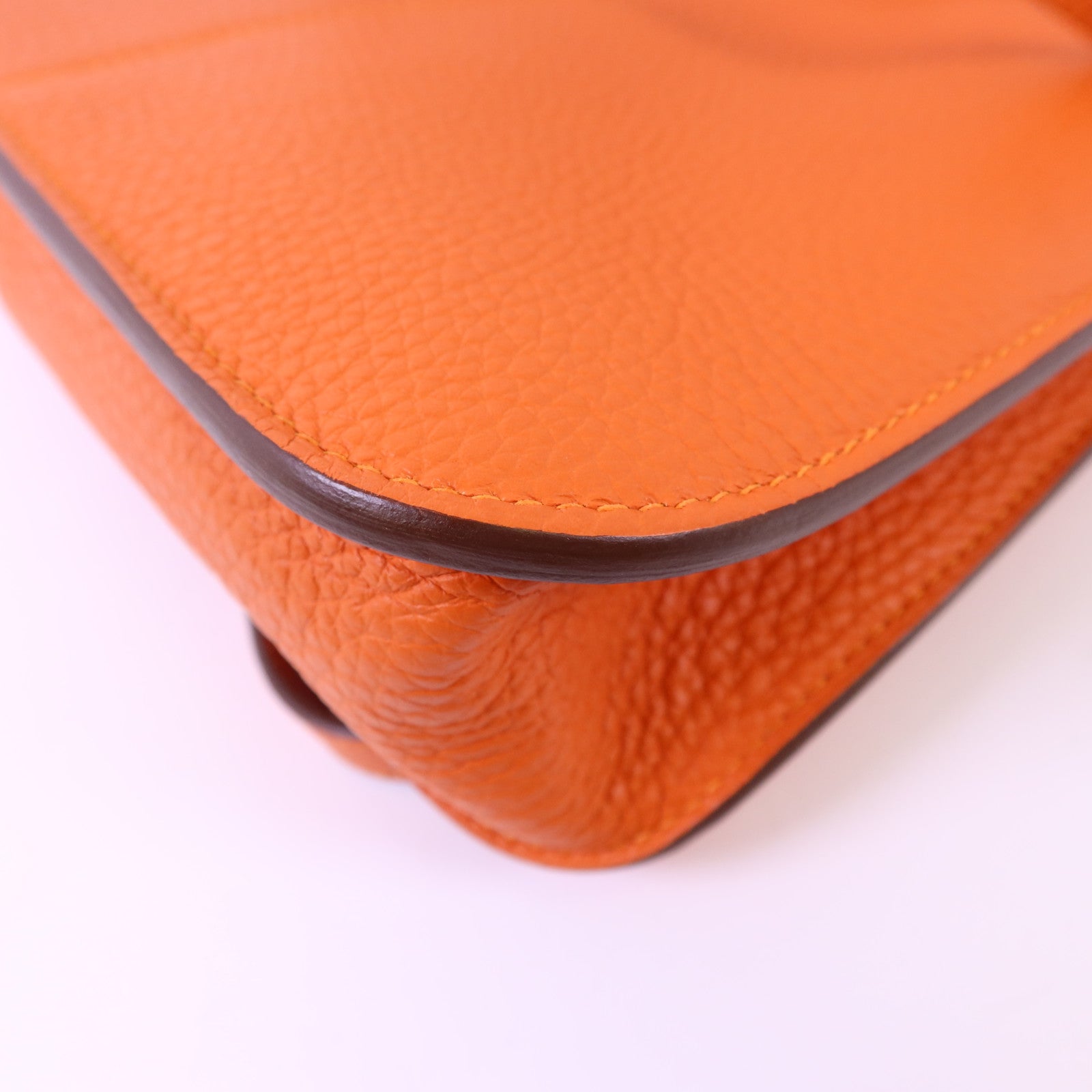 HERMES Clemence皮革Halzan 25金扣手挽肩背兩用袋Feu