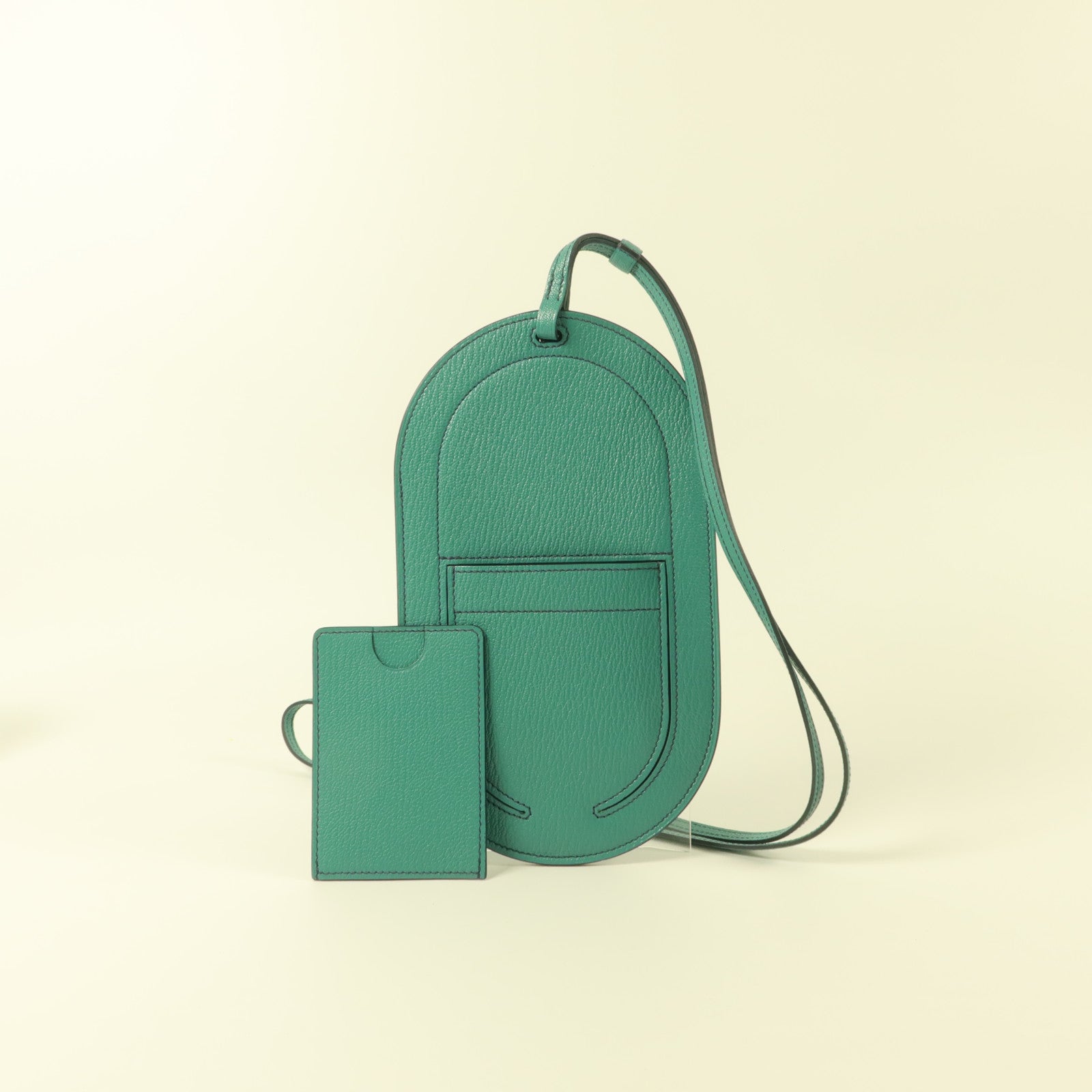 HERMES Chevre皮革In The Loop To Go GM電話肩背袋Vert Verone