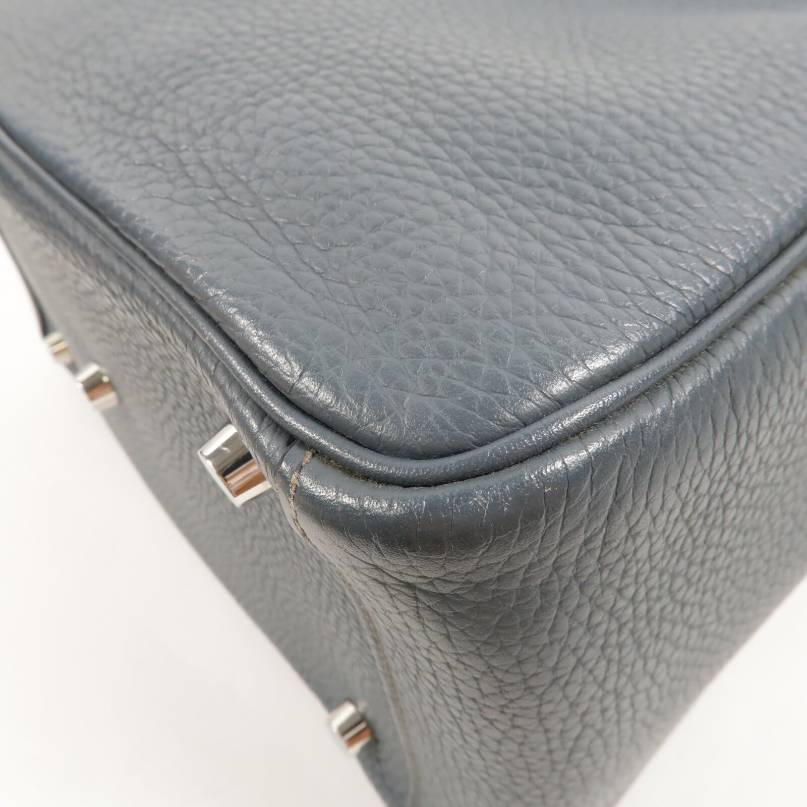 HERMES Clemence皮革Lindy 26手挽肩背兩用袋Bleu Orage
