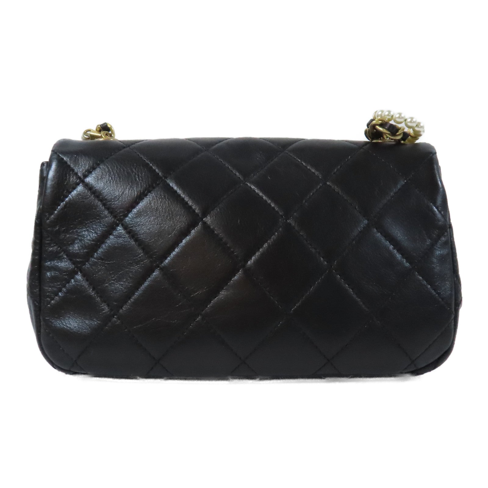 CHANEL 【激減優惠】菱格牛皮皮革Chain Shoulder金扣鏈帶肩背袋黑色