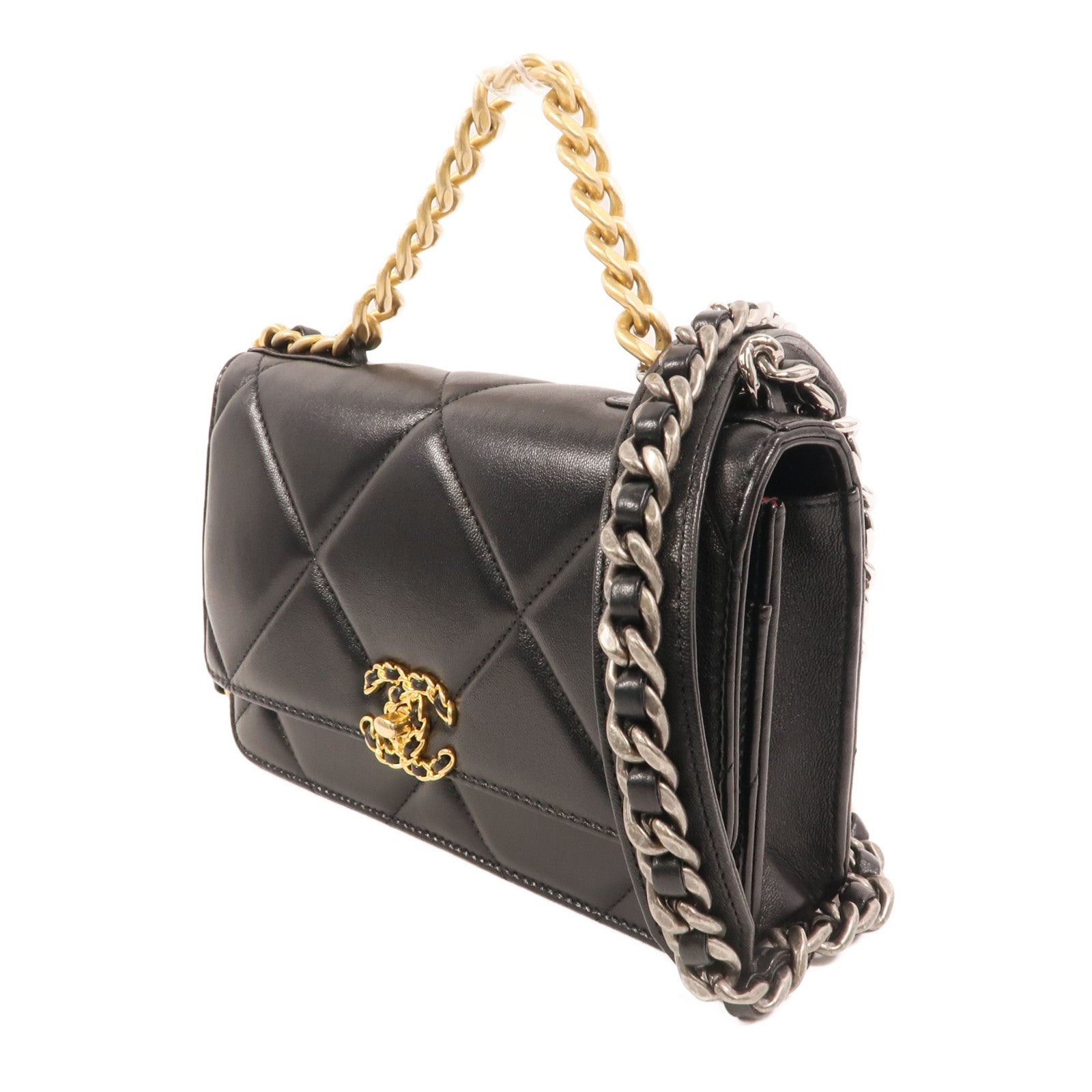 CHANEL 羊皮皮革WOC 19金扣鏈帶肩背袋