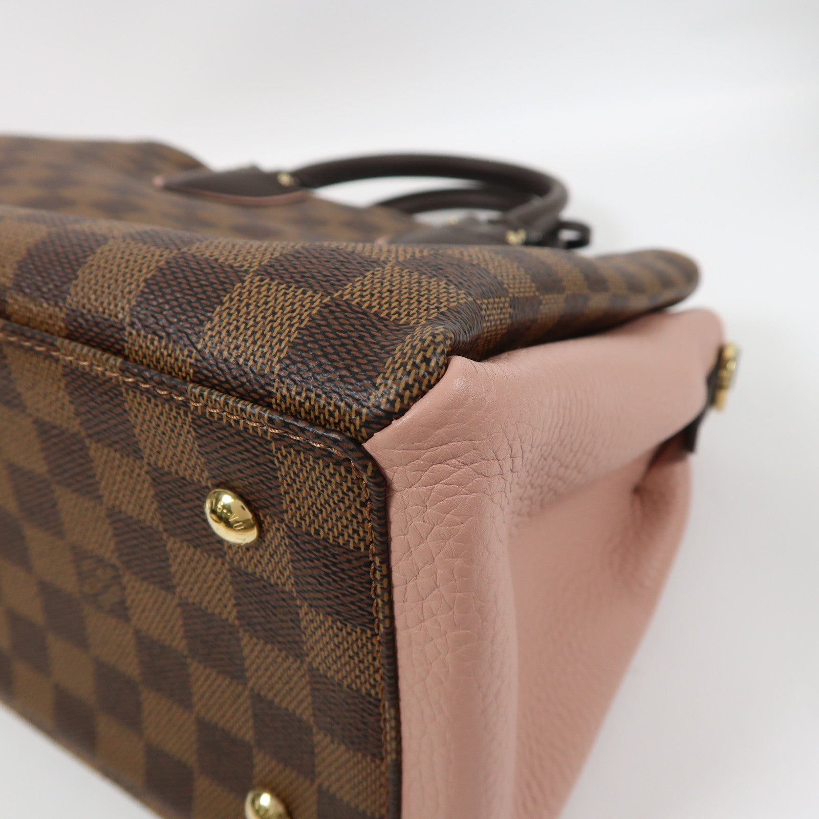 LOUIS VUITTON Damier Ebene Normandy金扣手挽肩背兩用袋啡色/粉紅色