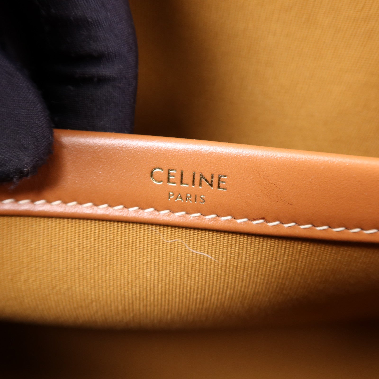 CELINE 塗層帆布Mini horizontal Cabas金扣手挽肩背兩用袋