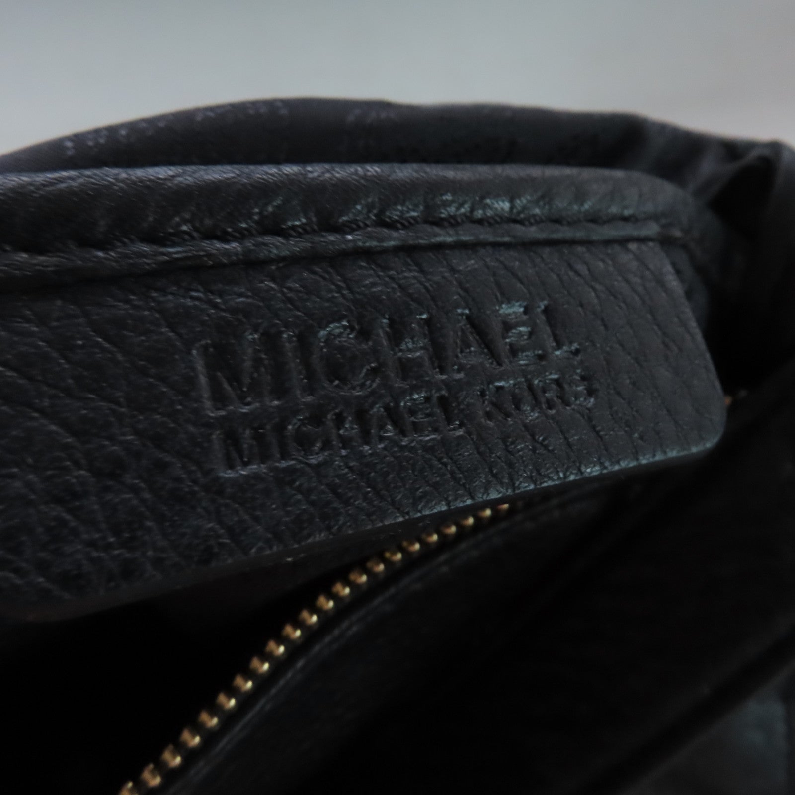 Michael Kors Leather Shoulder Bag Gold Buckle Black